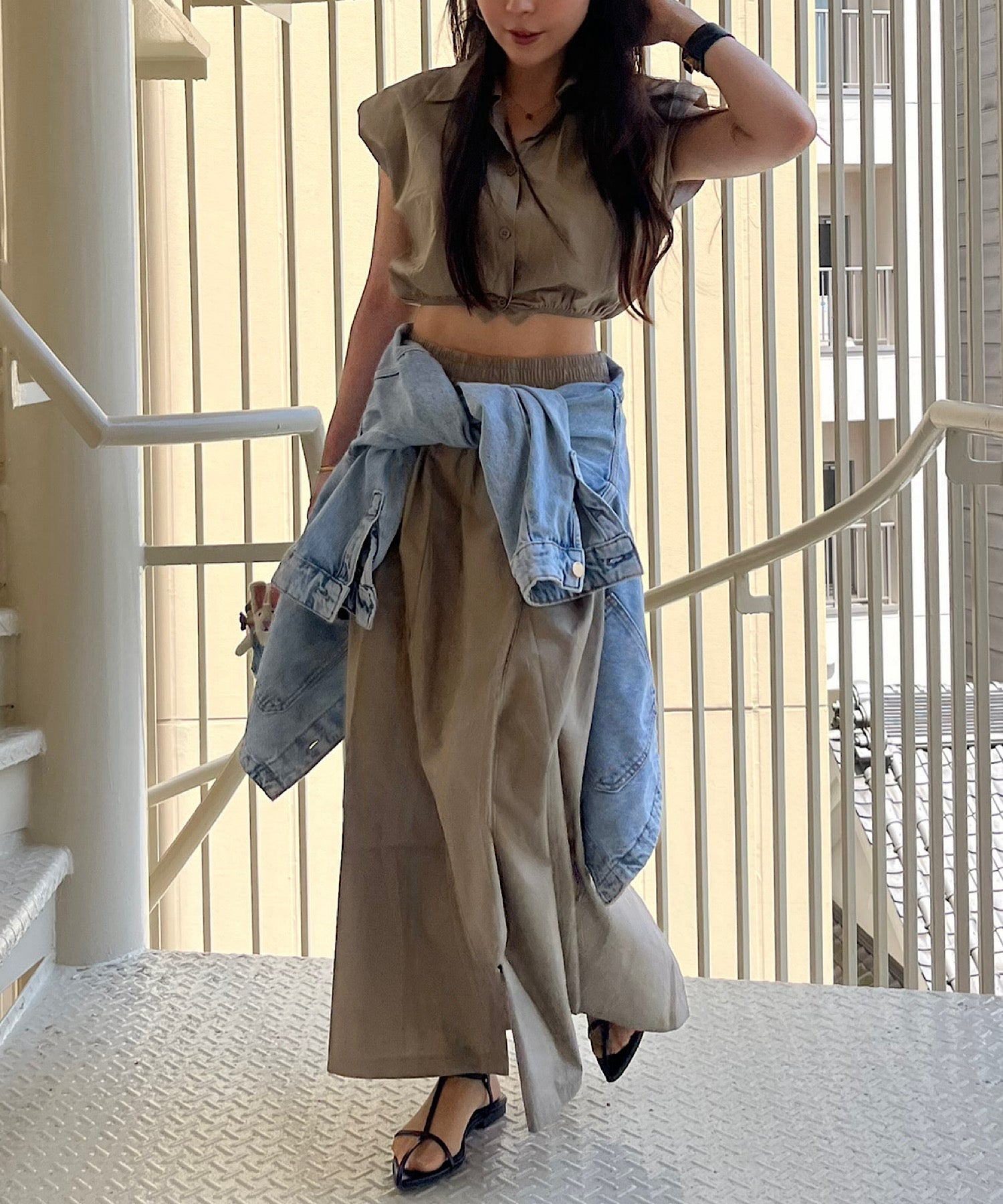 コンパクトシャツ&スカートセット(美バランスで魅せるセットアップ)/Compact Shirt & Skirt Set