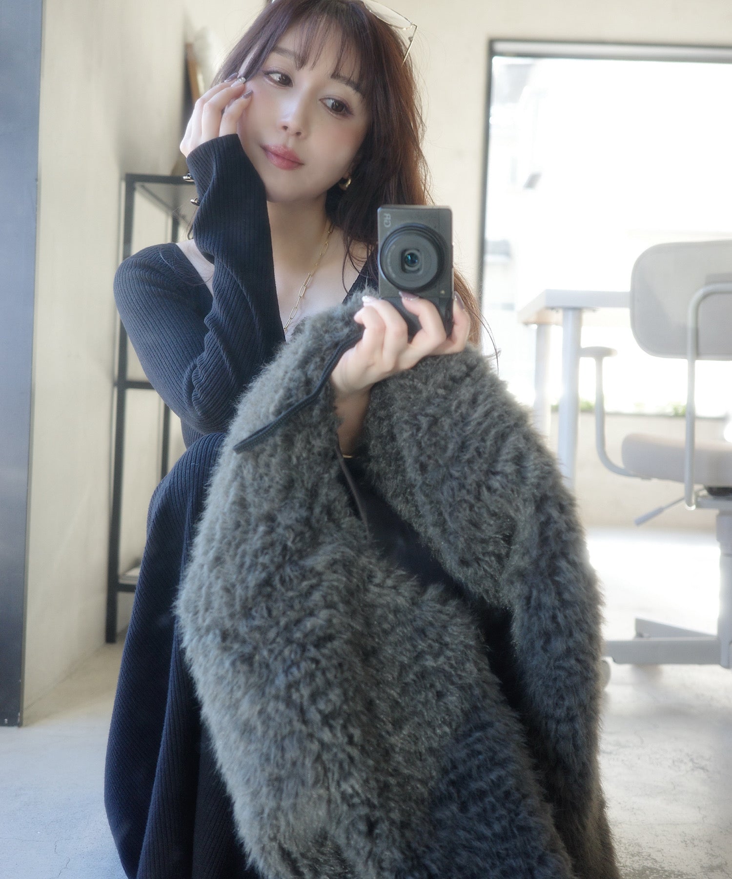 ラムタッチ エコファーショートコート