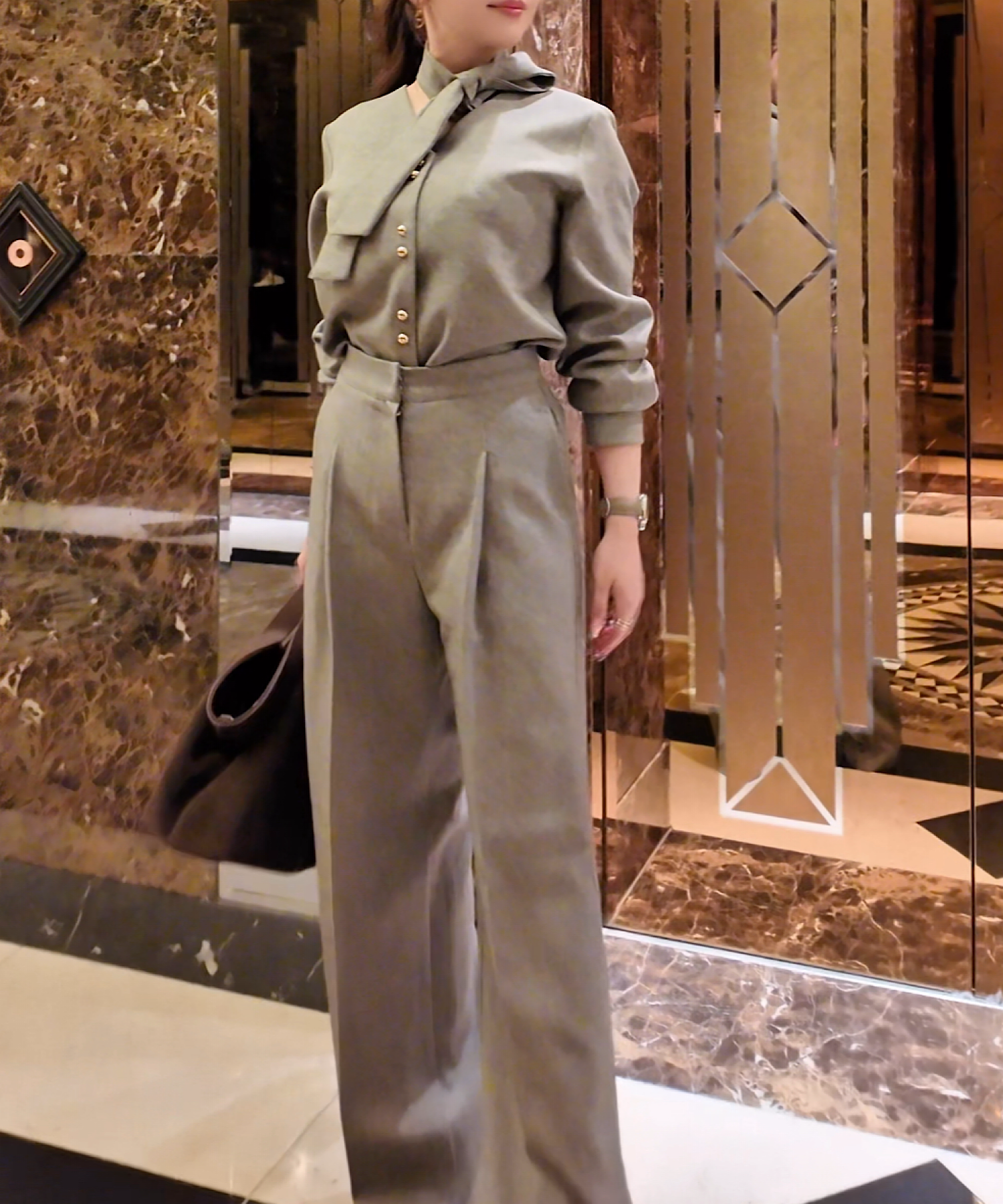 ストレッチ ワイドスラックス【セットアップ商品:15470012】