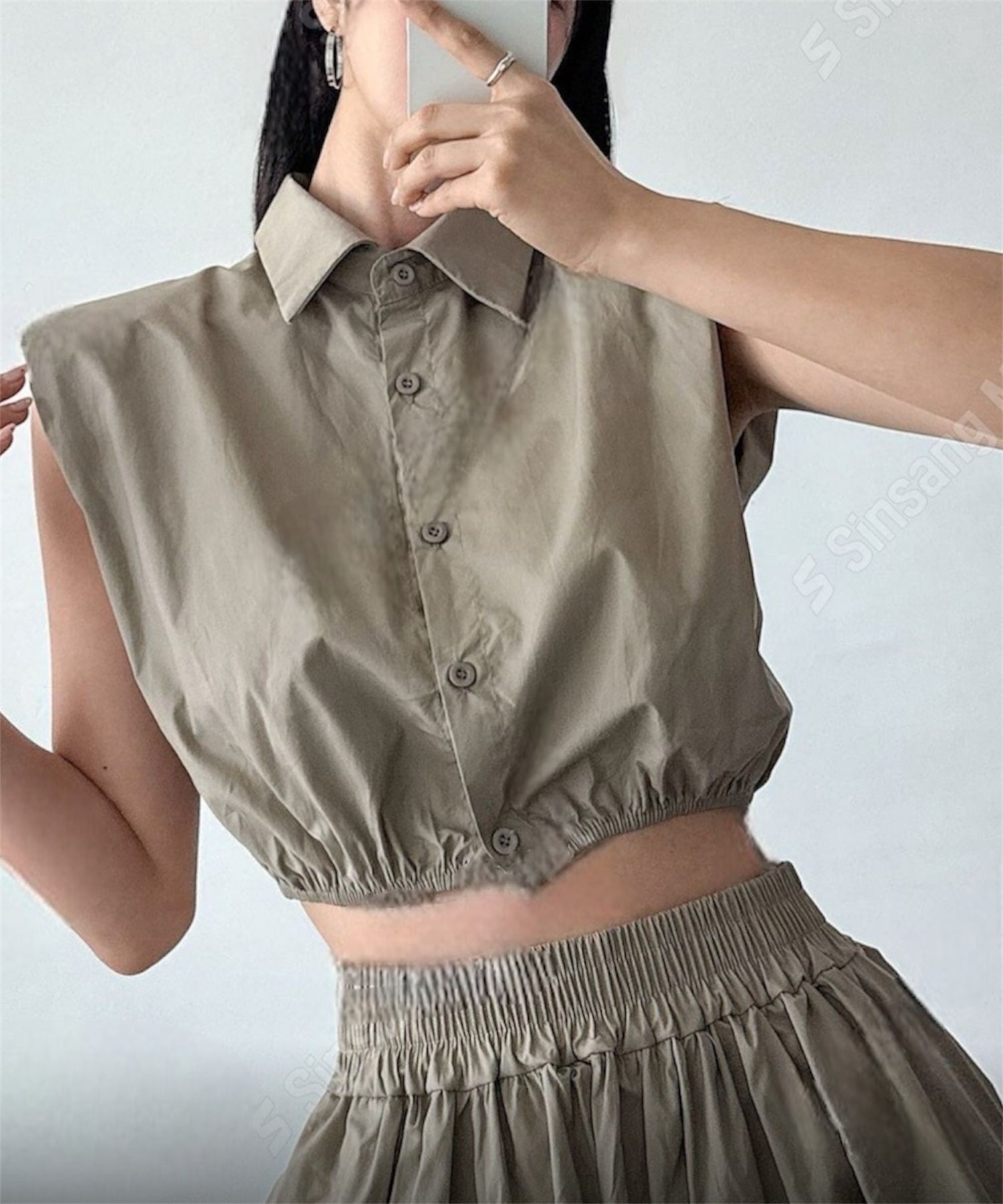 コンパクトシャツ&スカートセット(美バランスで魅せるセットアップ)/Compact Shirt & Skirt Set