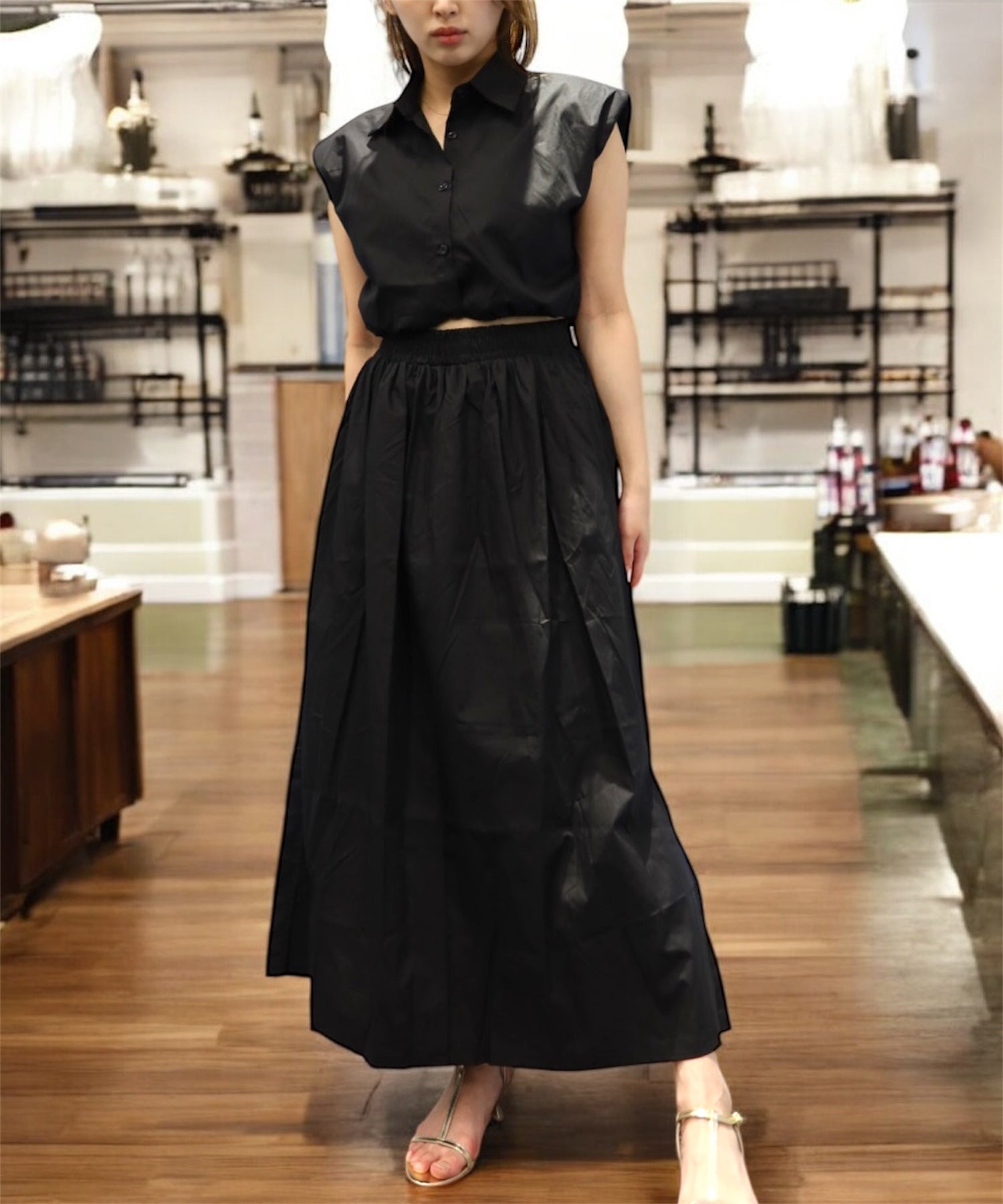 コンパクトシャツ&スカートセット(美バランスで魅せるセットアップ)/Compact Shirt & Skirt Set