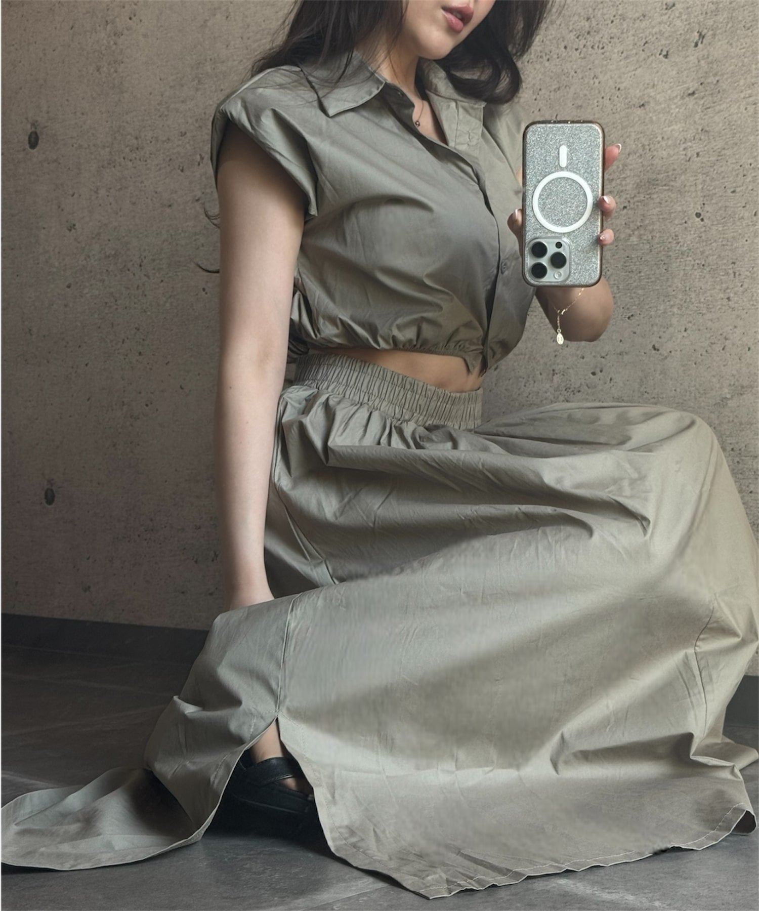 コンパクトシャツ&スカートセット(美バランスで魅せるセットアップ)/Compact Shirt & Skirt Set