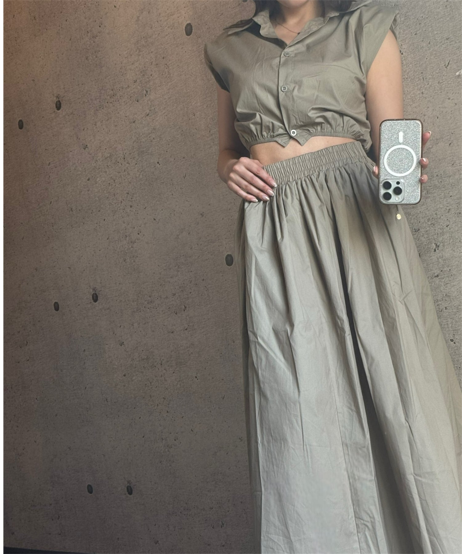 コンパクトシャツ&スカートセット(美バランスで魅せるセットアップ)/Compact Shirt & Skirt Set