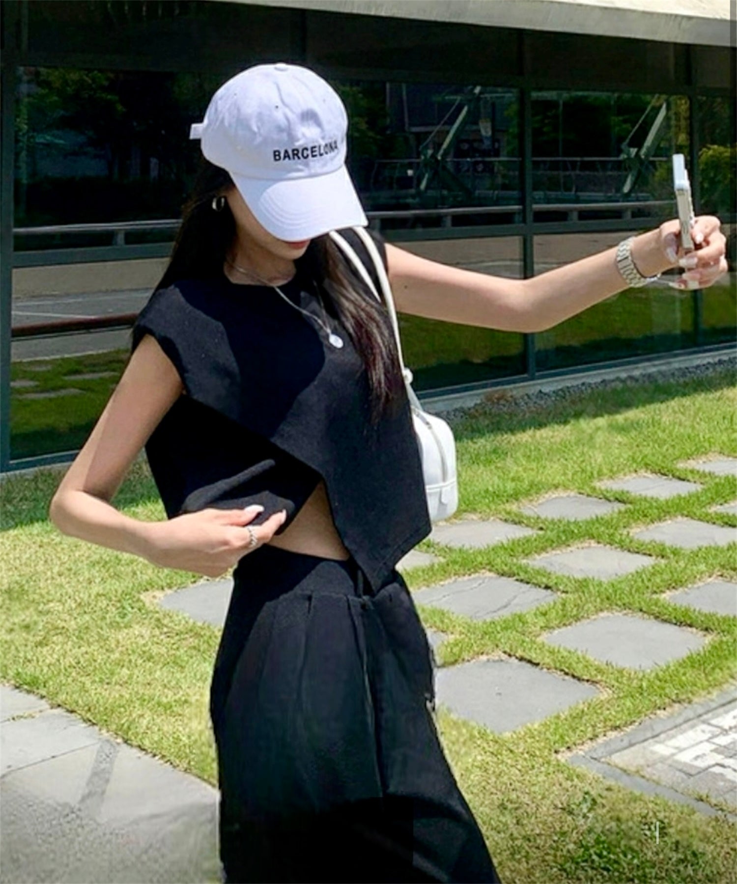 ニュアンスカットセットアップ(ノースリトップス×ワイドパンツセット)