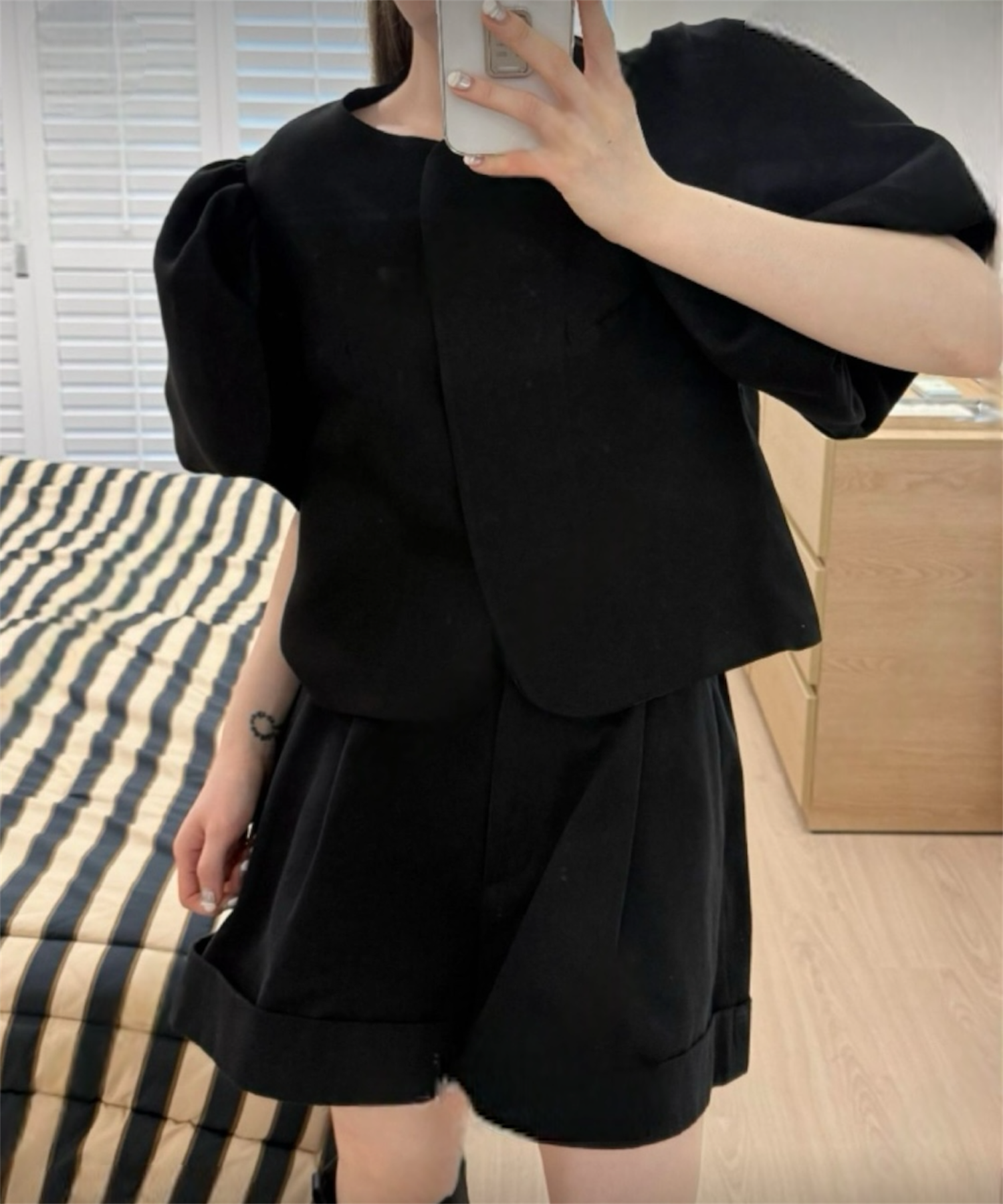 パフスリーブショートカーデ|