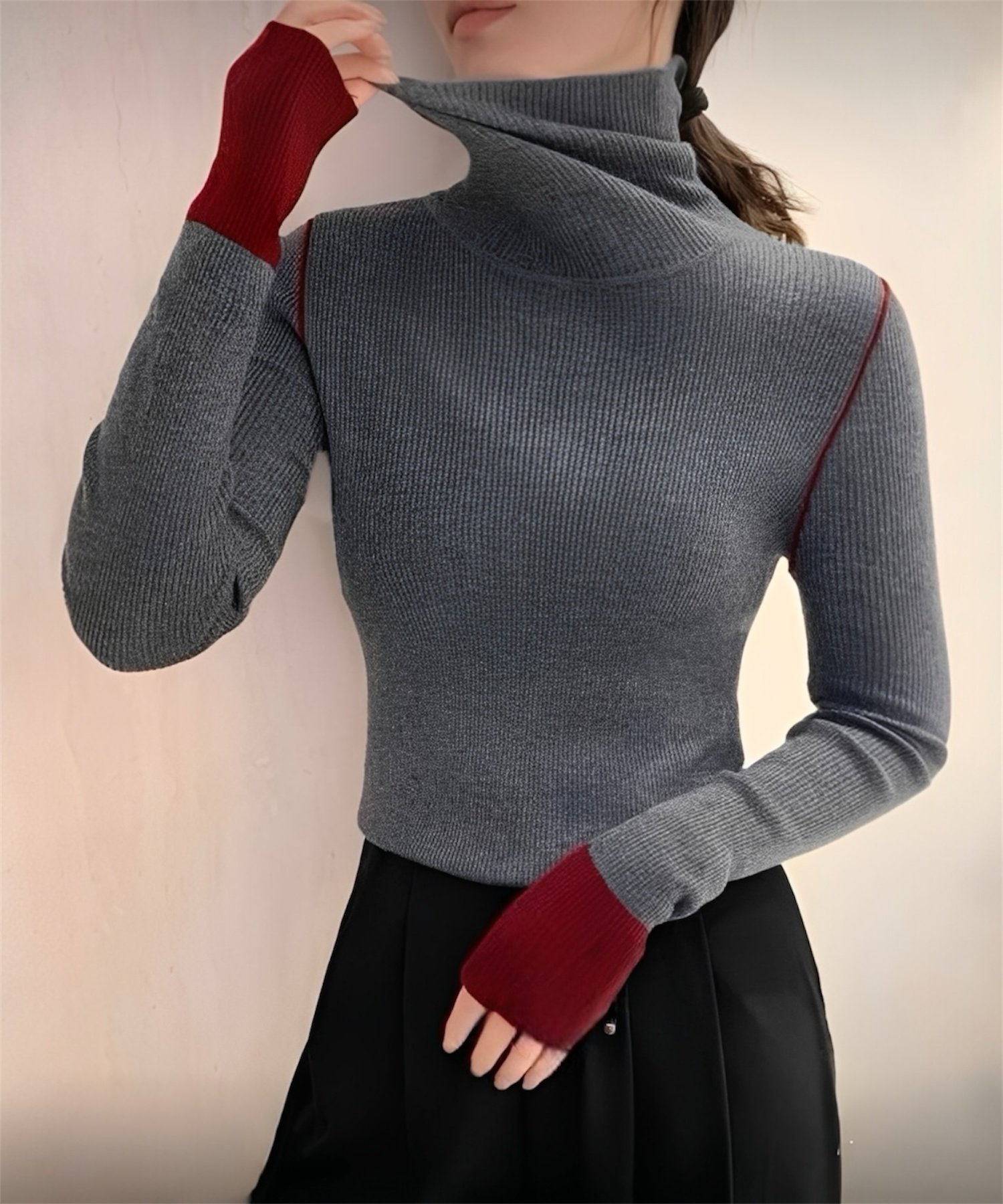 ウールポイント配色タートルネックニット【公式限定】