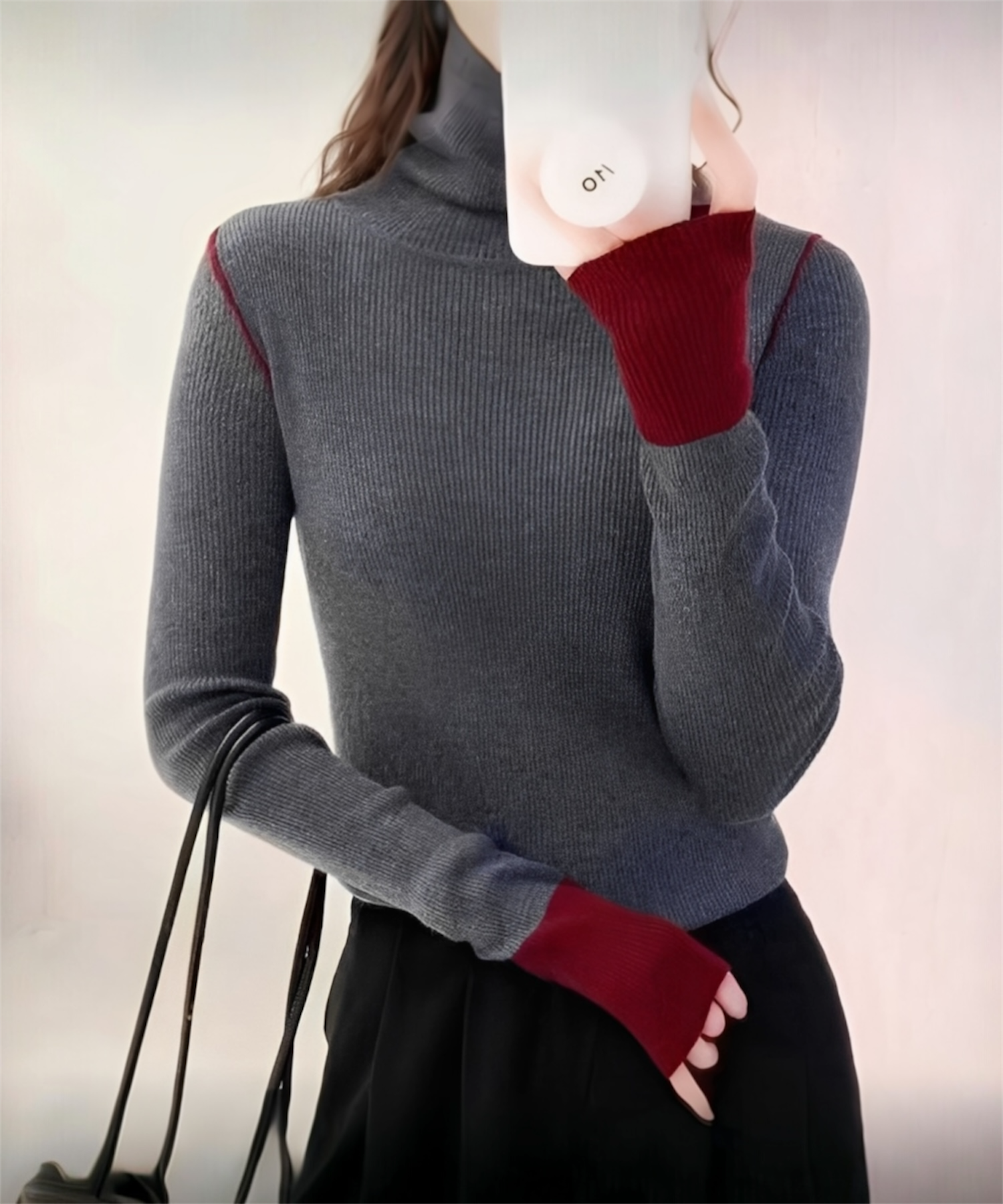 ウールポイント配色タートルネックニット【公式限定】