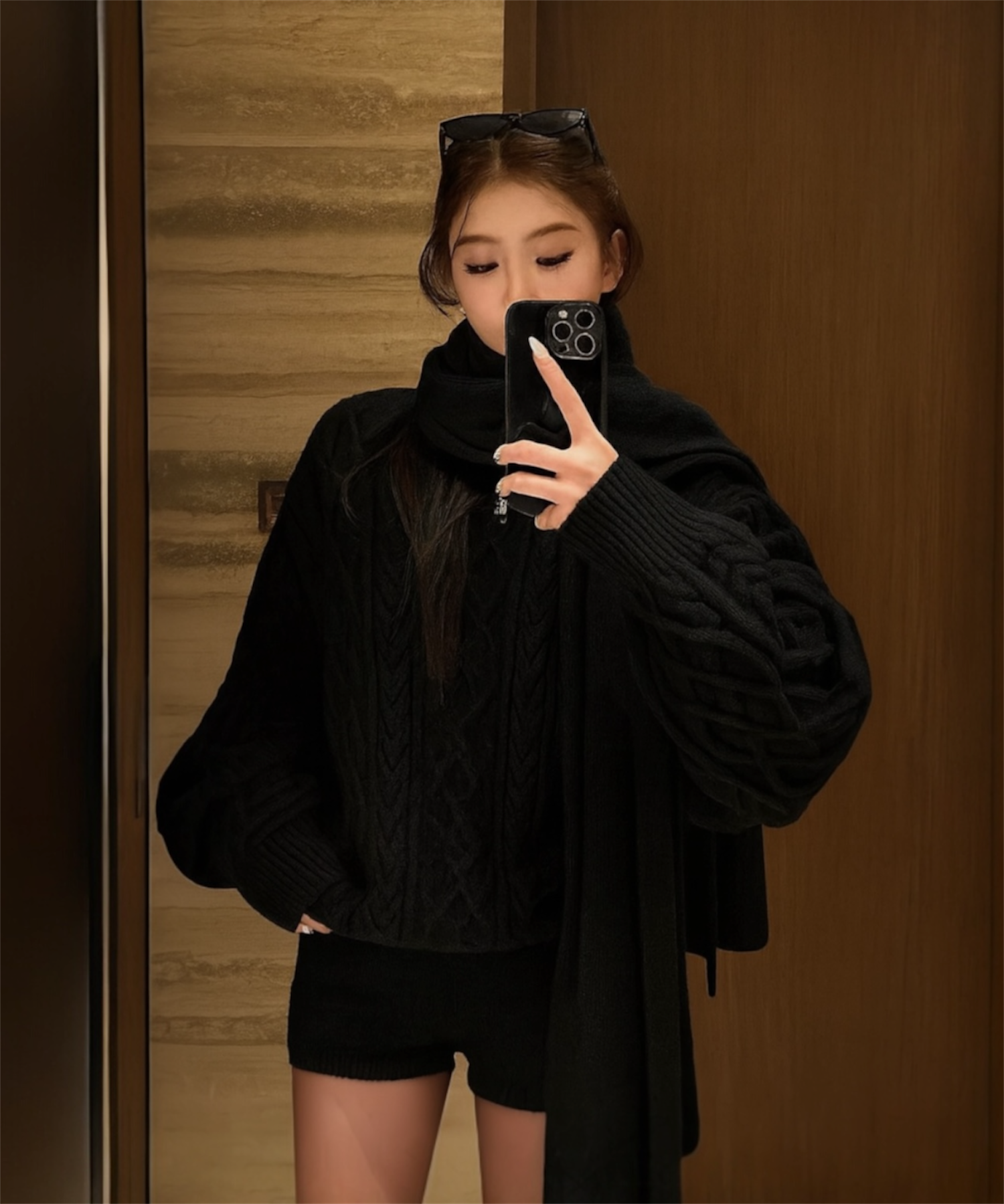 ボリュームケーブル&スヌード ニット3点セット