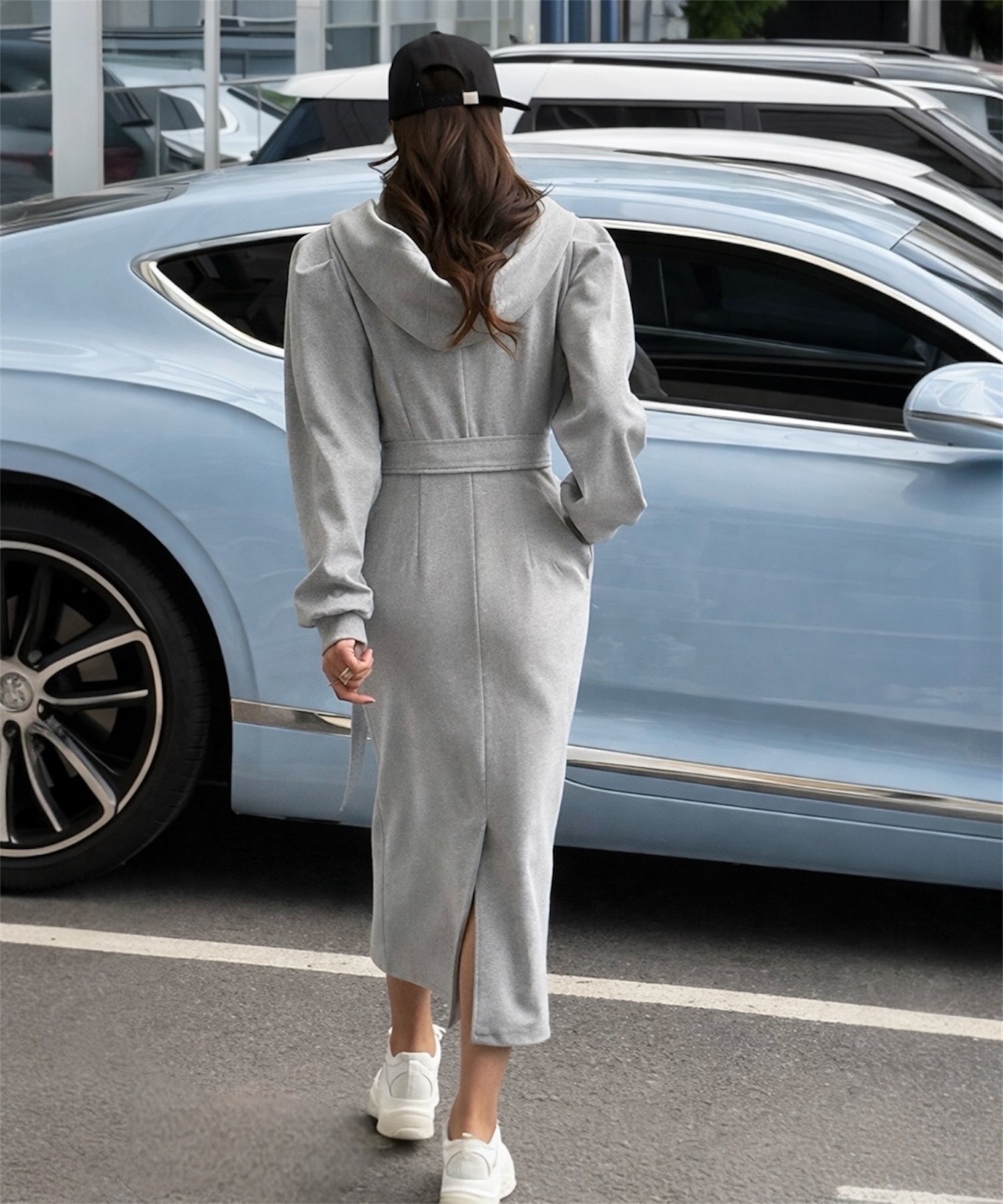 【一部ご予約商品】ピンタック・フーディワンピース