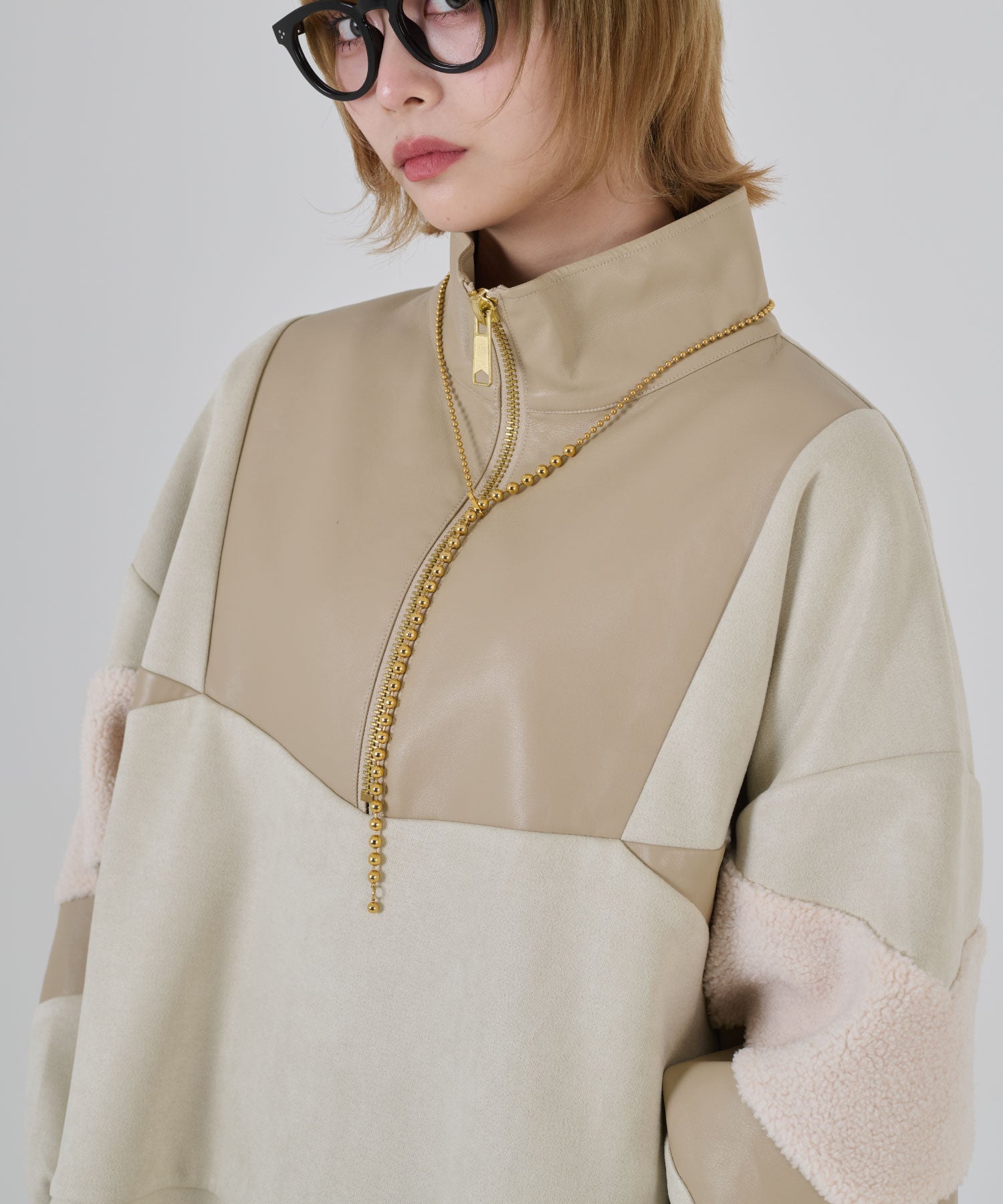 異素材切替ジッププルオーバー(セットアップ対応)