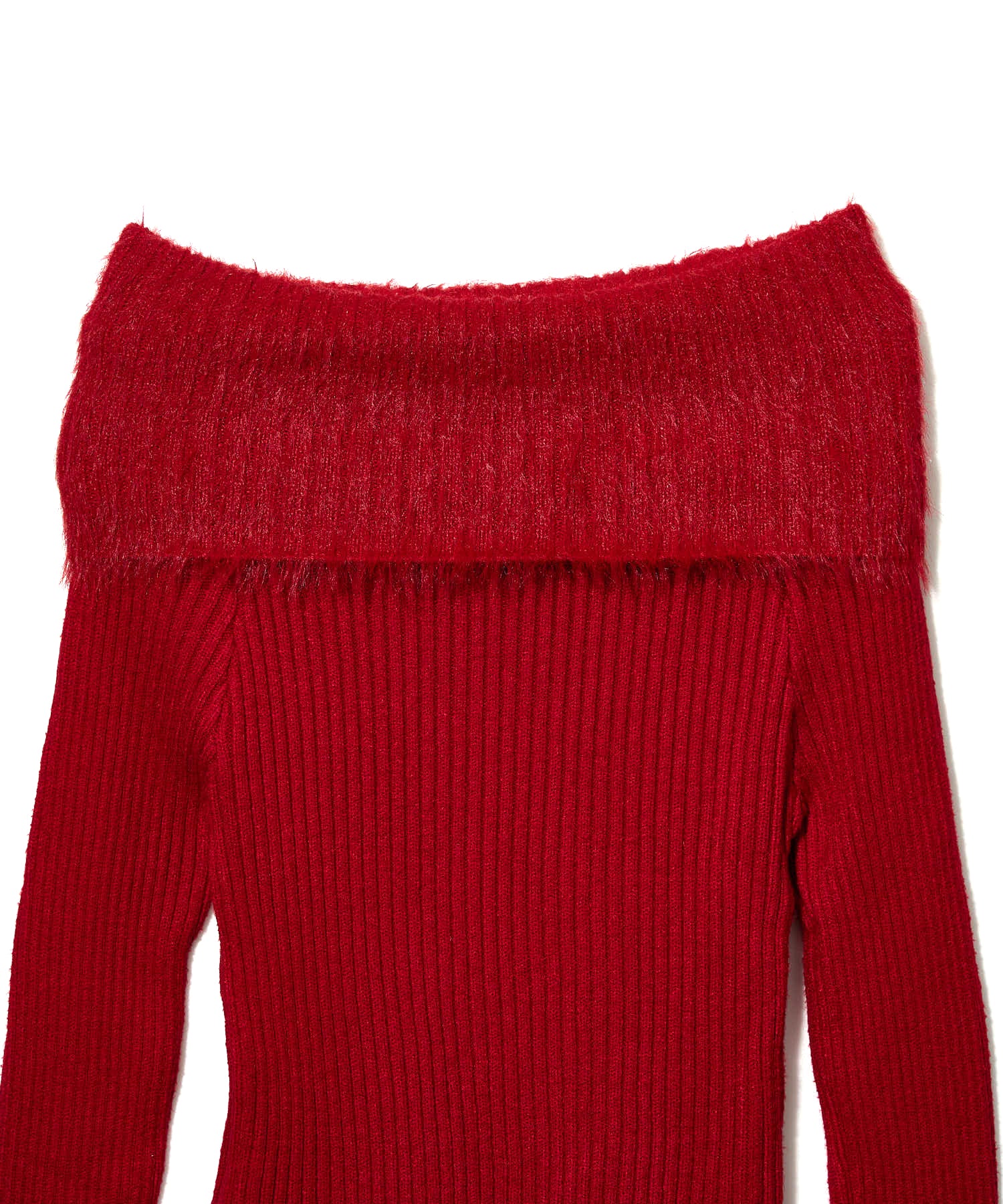 ワイドファーオフショルダートップス / Wide Fur Off-Shoulder Tops