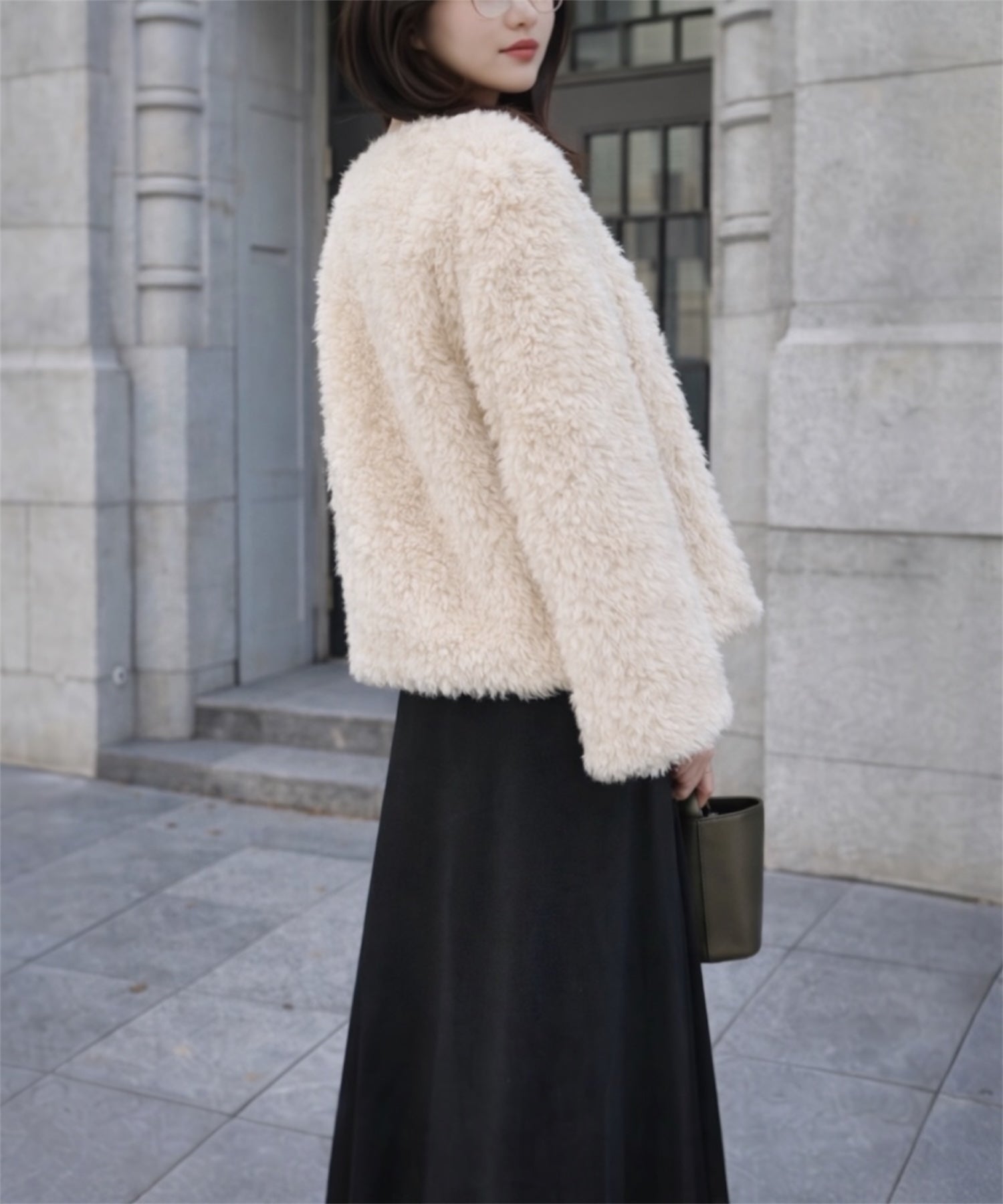 ラムタッチ エコファーショートコート