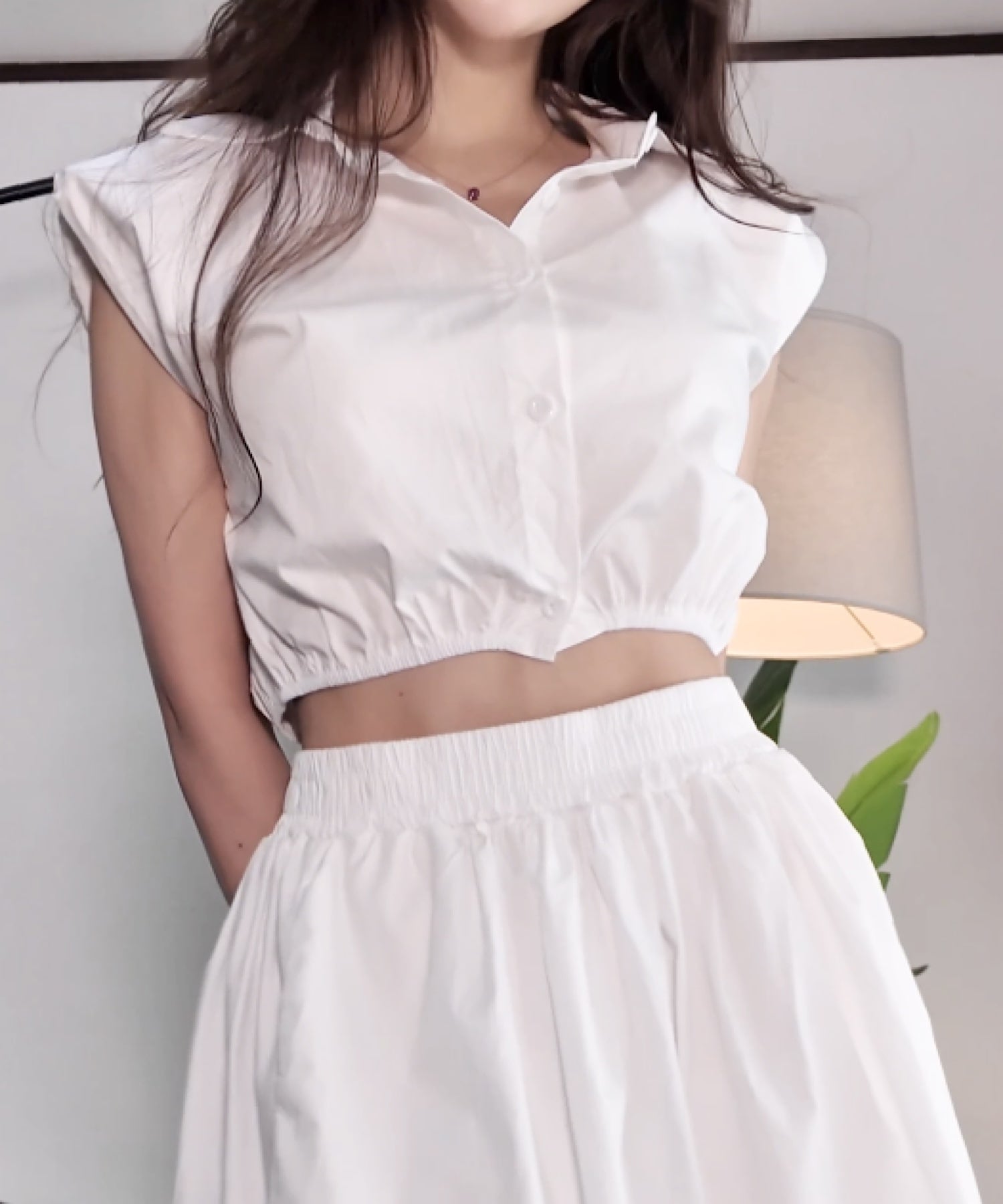 コンパクトシャツ＆スカートセット（美バランスで魅せるセットアップ）／Compact Shirt & Skirt Set