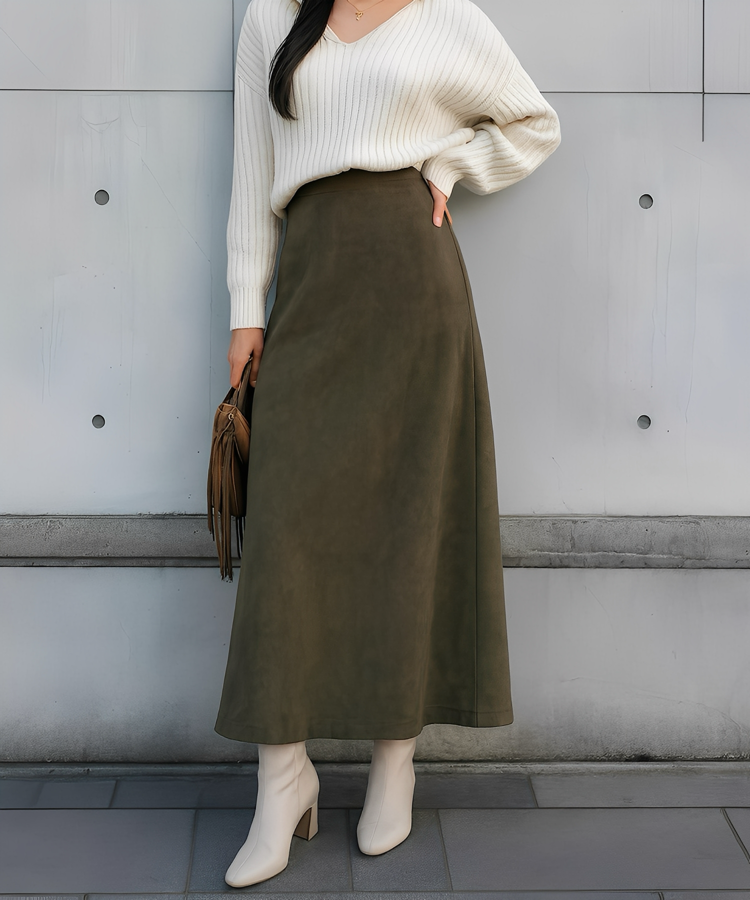 スエードタッチA-LINEスカート / Suede Touch A-Line Skirt