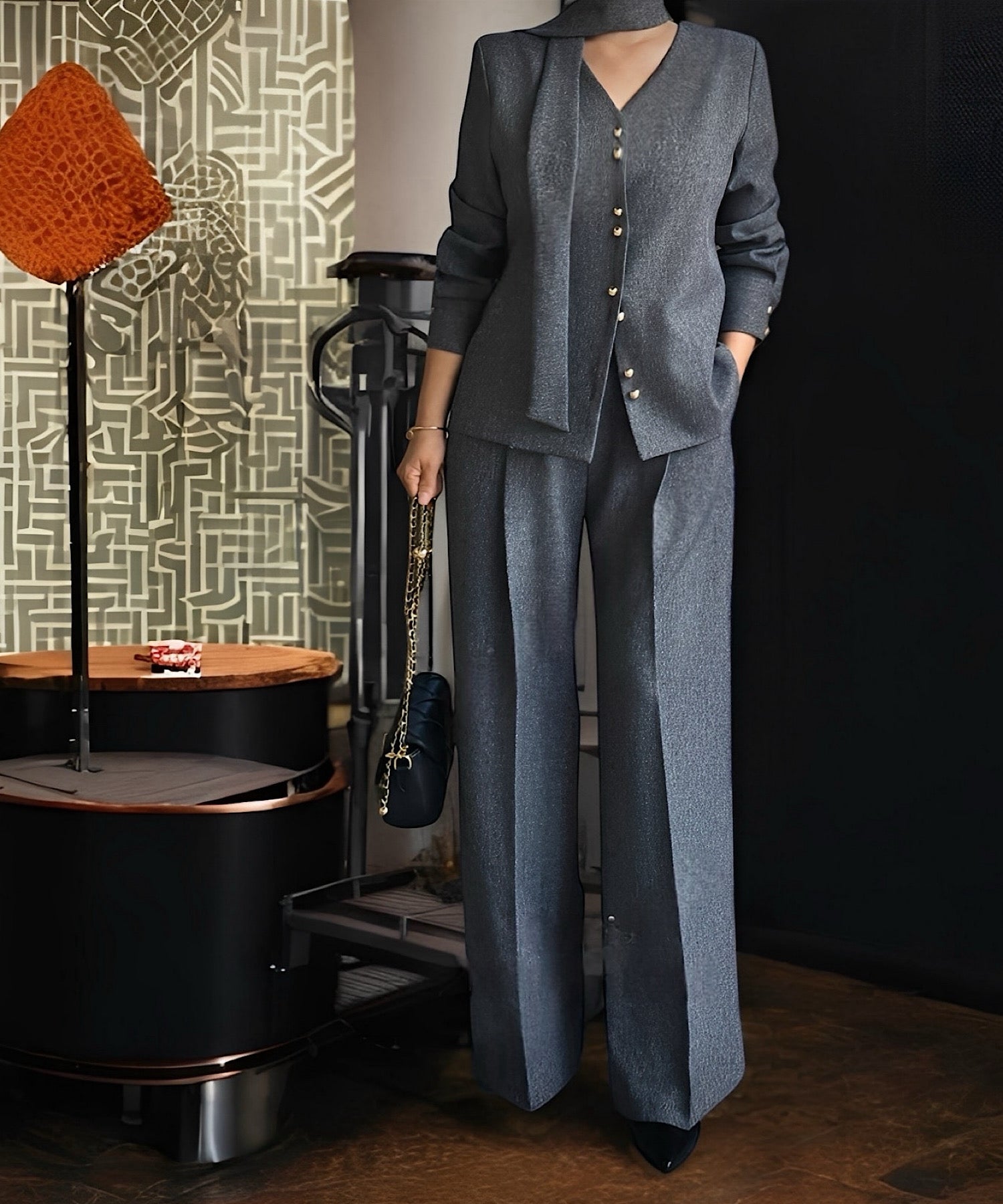 スカーフタイ付き ゴールドボタンジャケット （＊セットアップ商品:15450007）