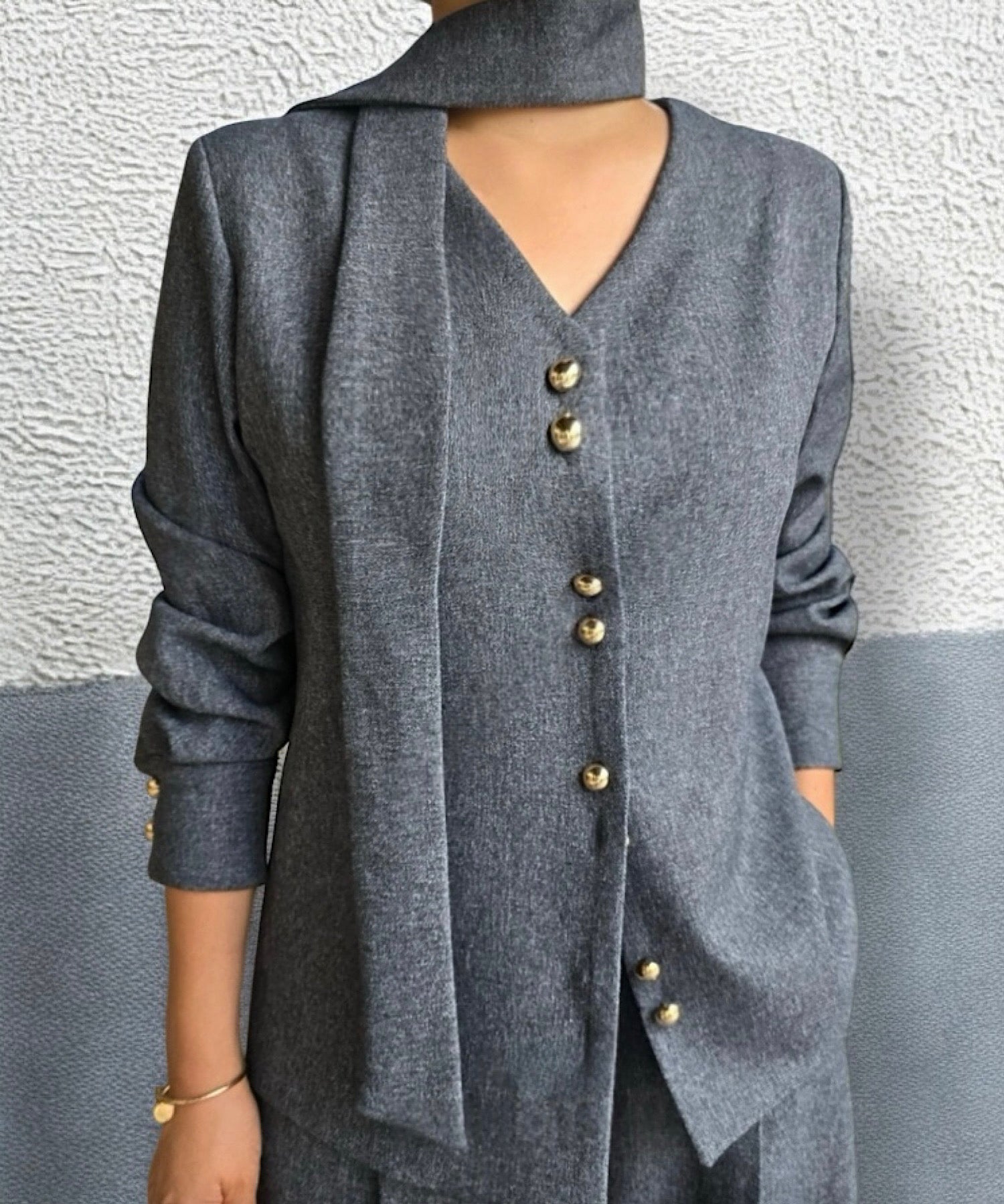 スカーフタイ付き ゴールドボタンジャケット （＊セットアップ商品:15450007）