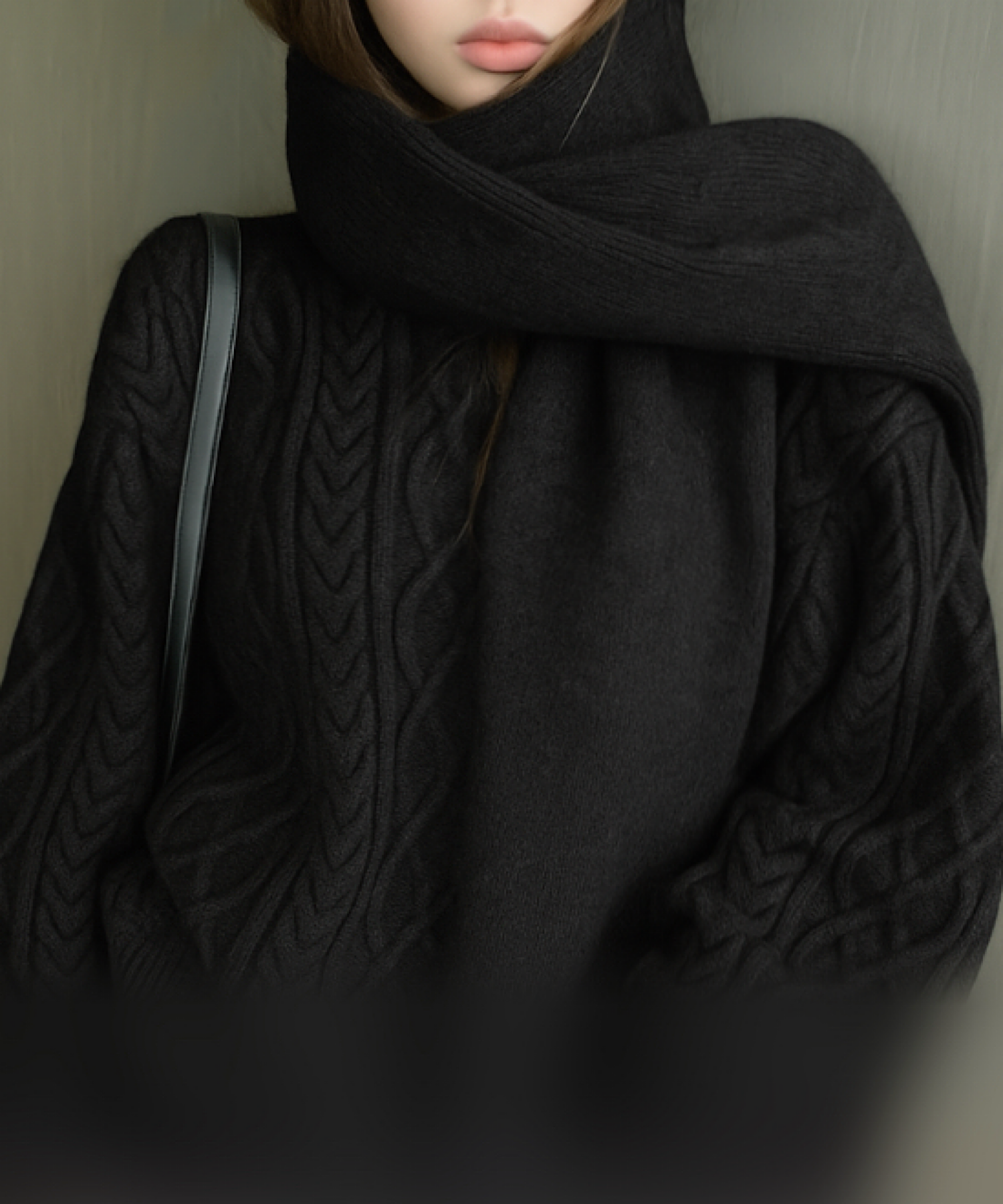 ボリュームケーブル＆スヌード ニット3点セット