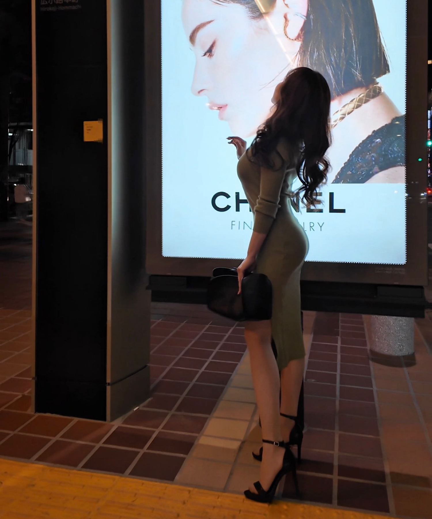 スクエアネック リブワンピース