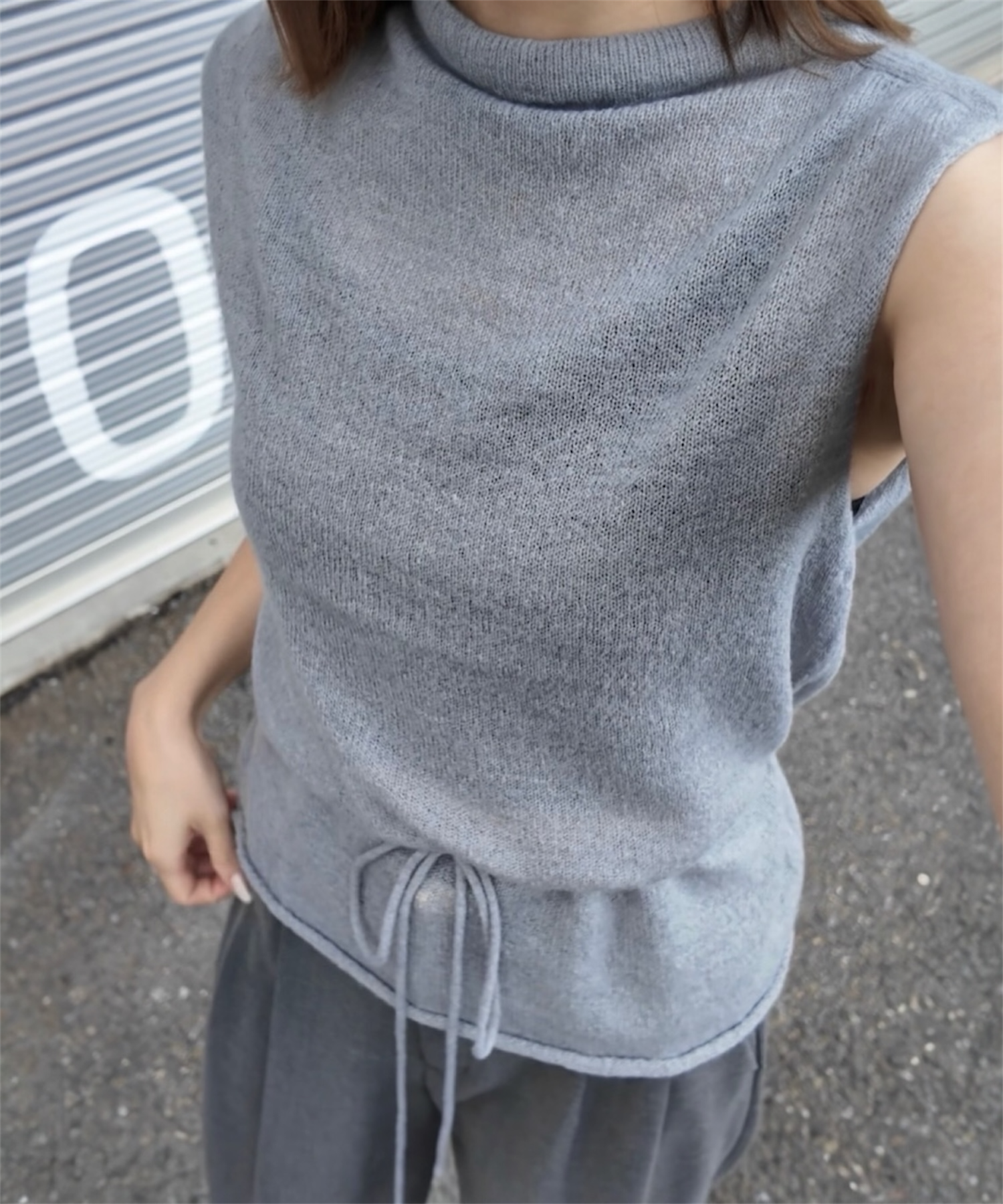 モヘアノースリーブニットトップス
