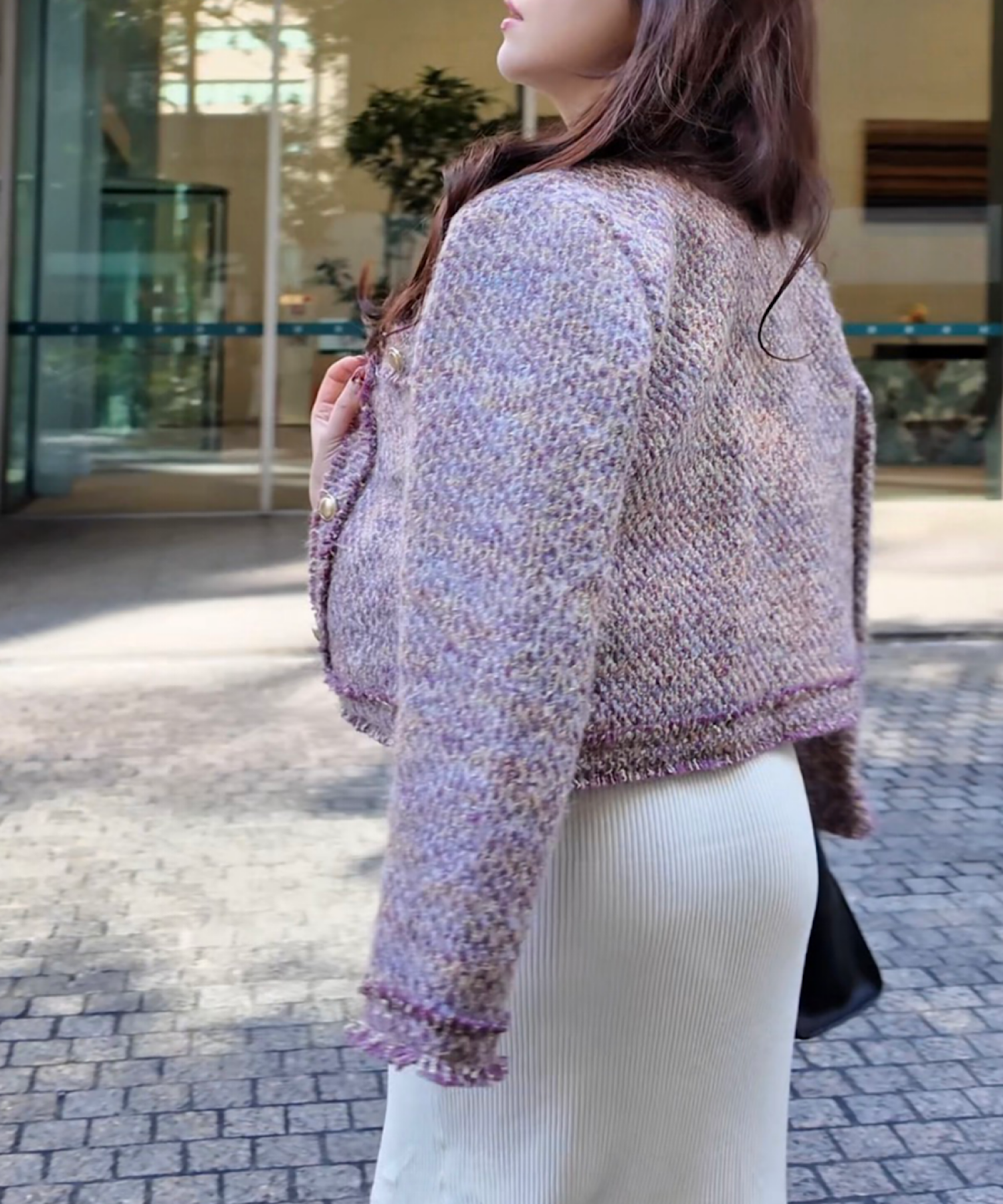 フリンジツイード ノーカラージャケット