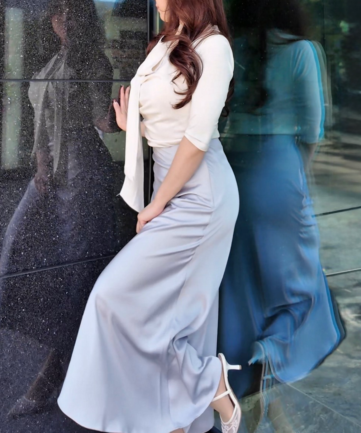 【一部カラーサイズご予約商品】ミニマルサテンドレープ スカート