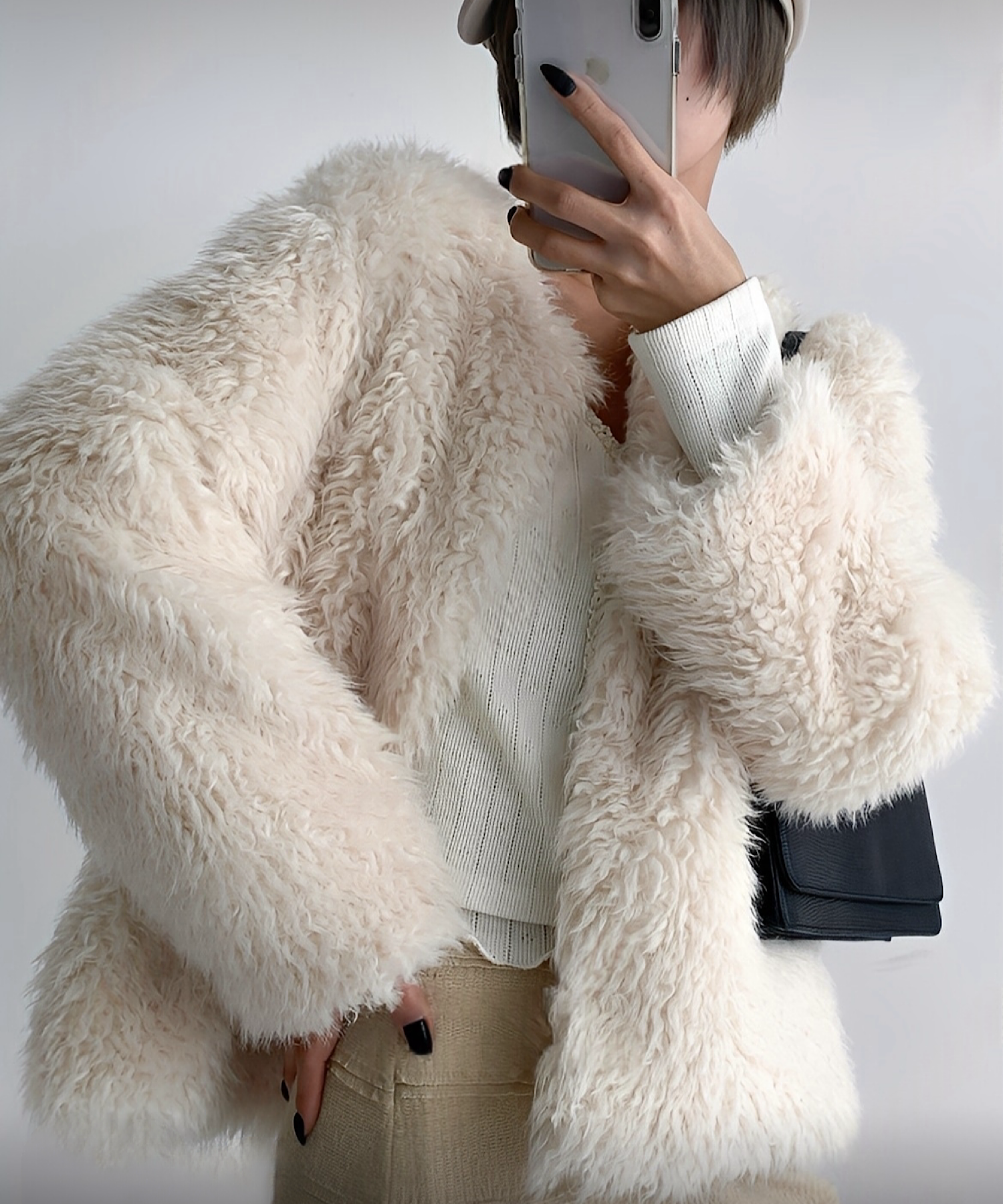 ラムタッチ エコファーショートコート