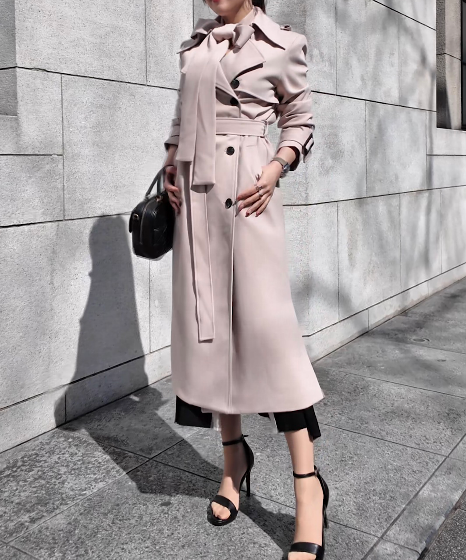 リボンタイ エポーレットトレンチコート