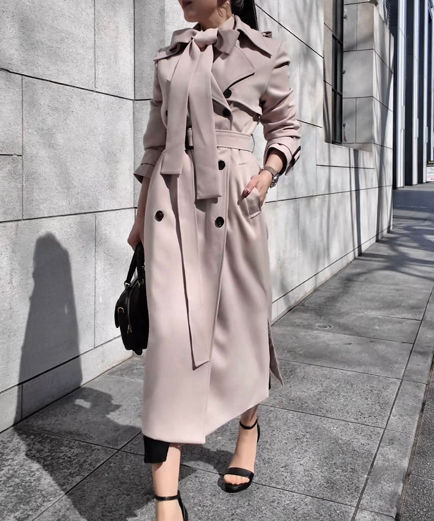 リボンタイ エポーレットトレンチコート