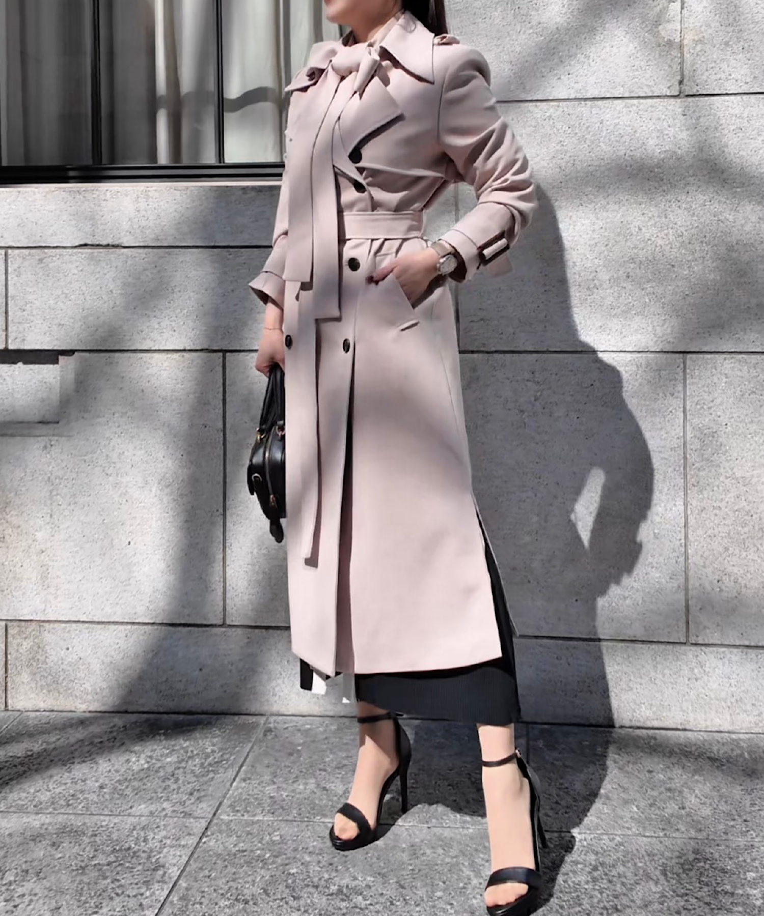 リボンタイ エポーレットトレンチコート