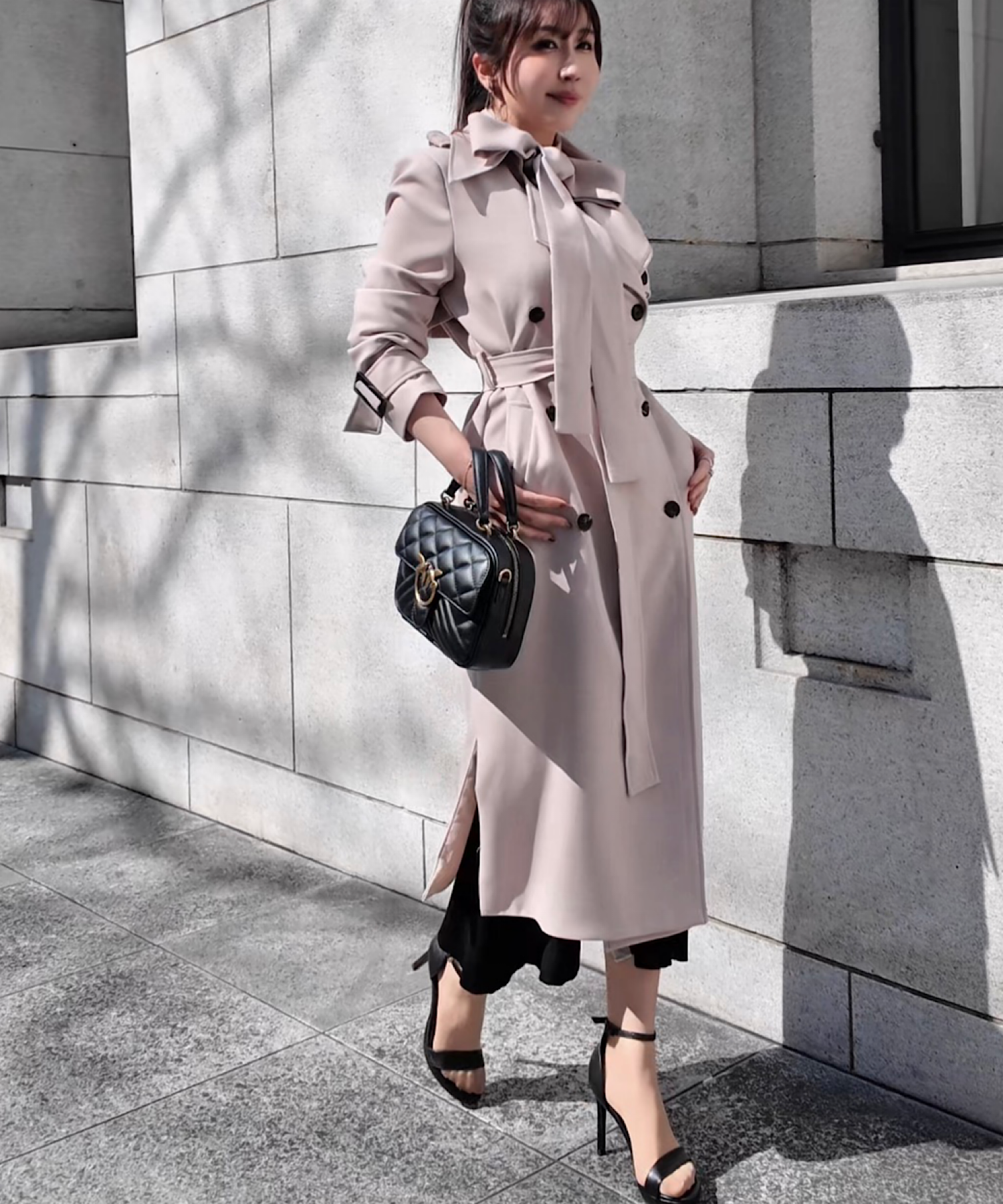 リボンタイ エポーレットトレンチコート