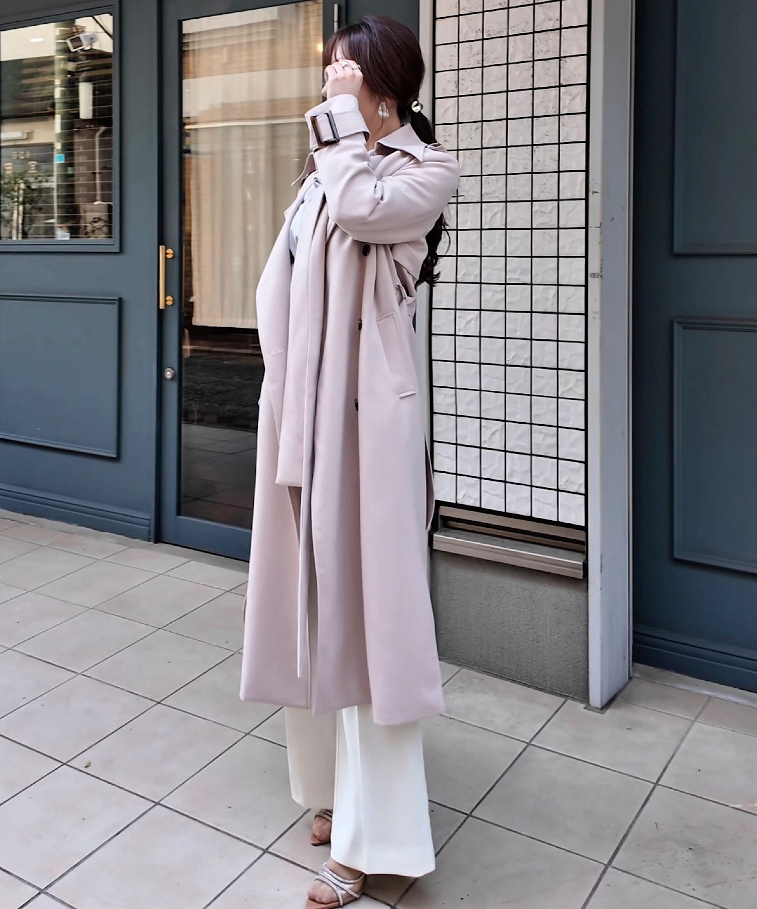 リボンタイ エポーレットトレンチコート