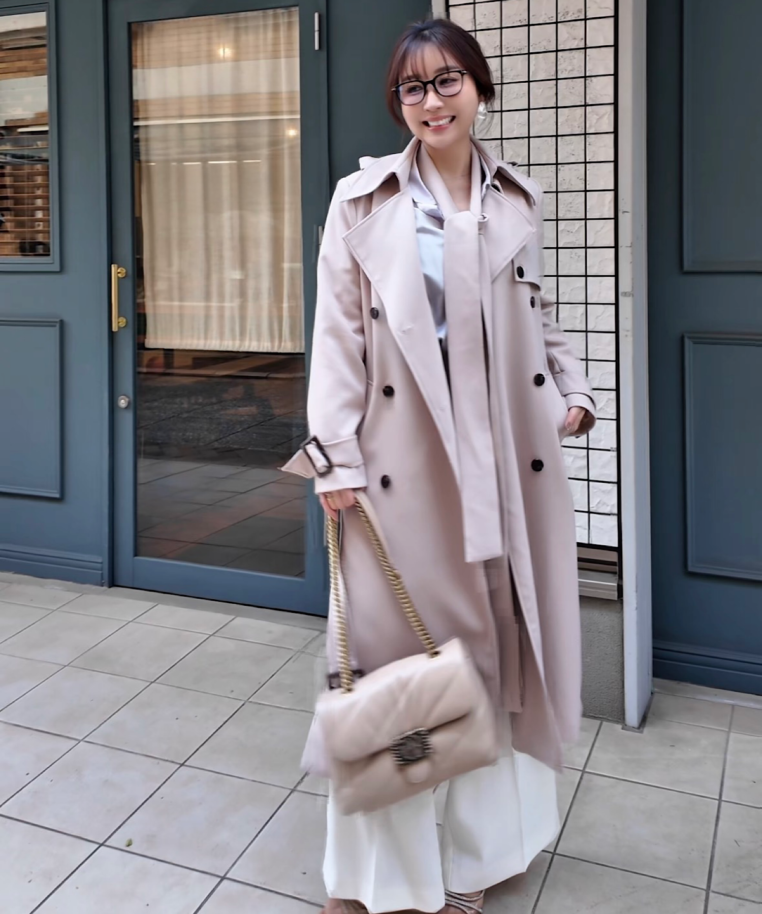 リボンタイ エポーレットトレンチコート