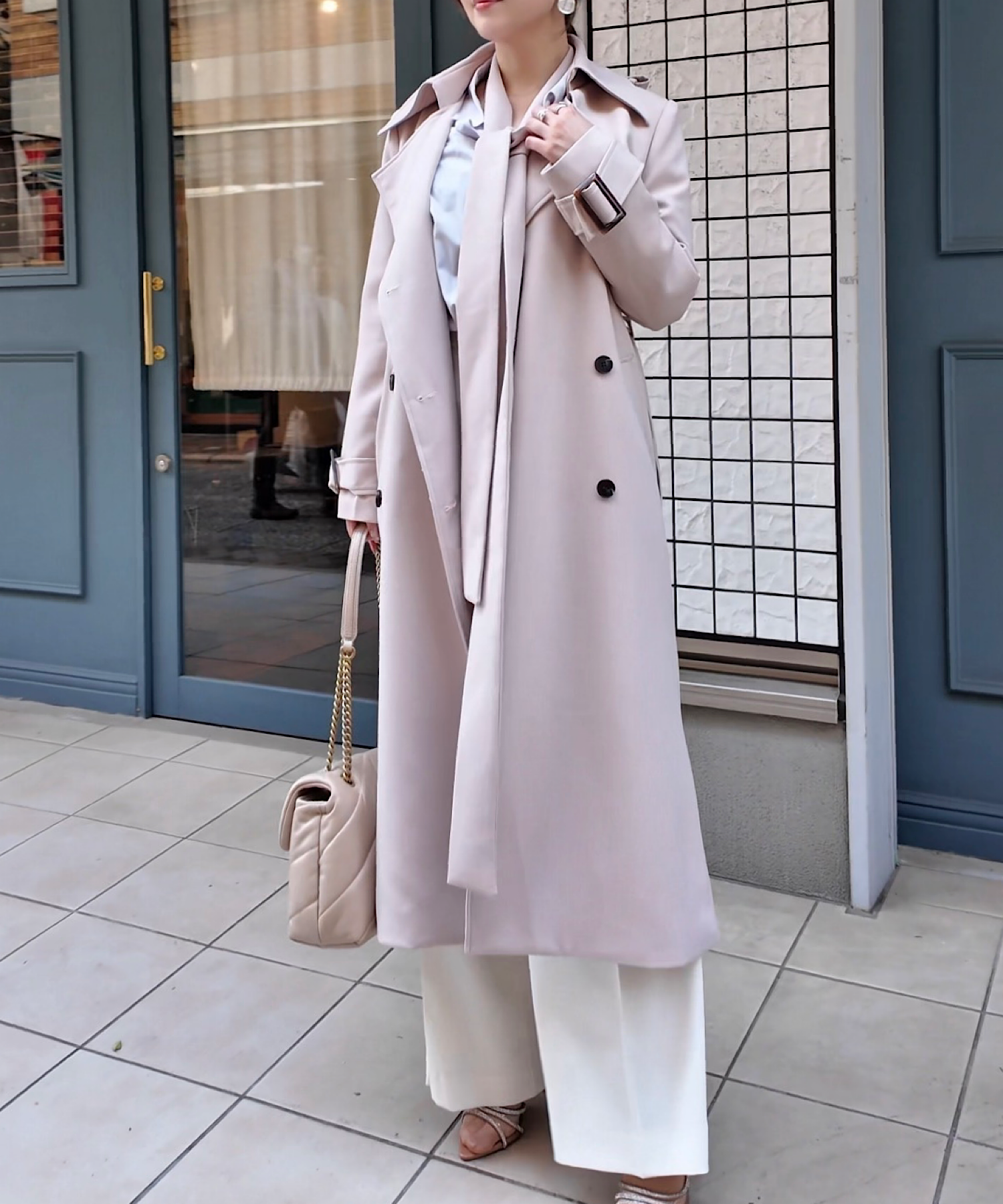 リボンタイ エポーレットトレンチコート