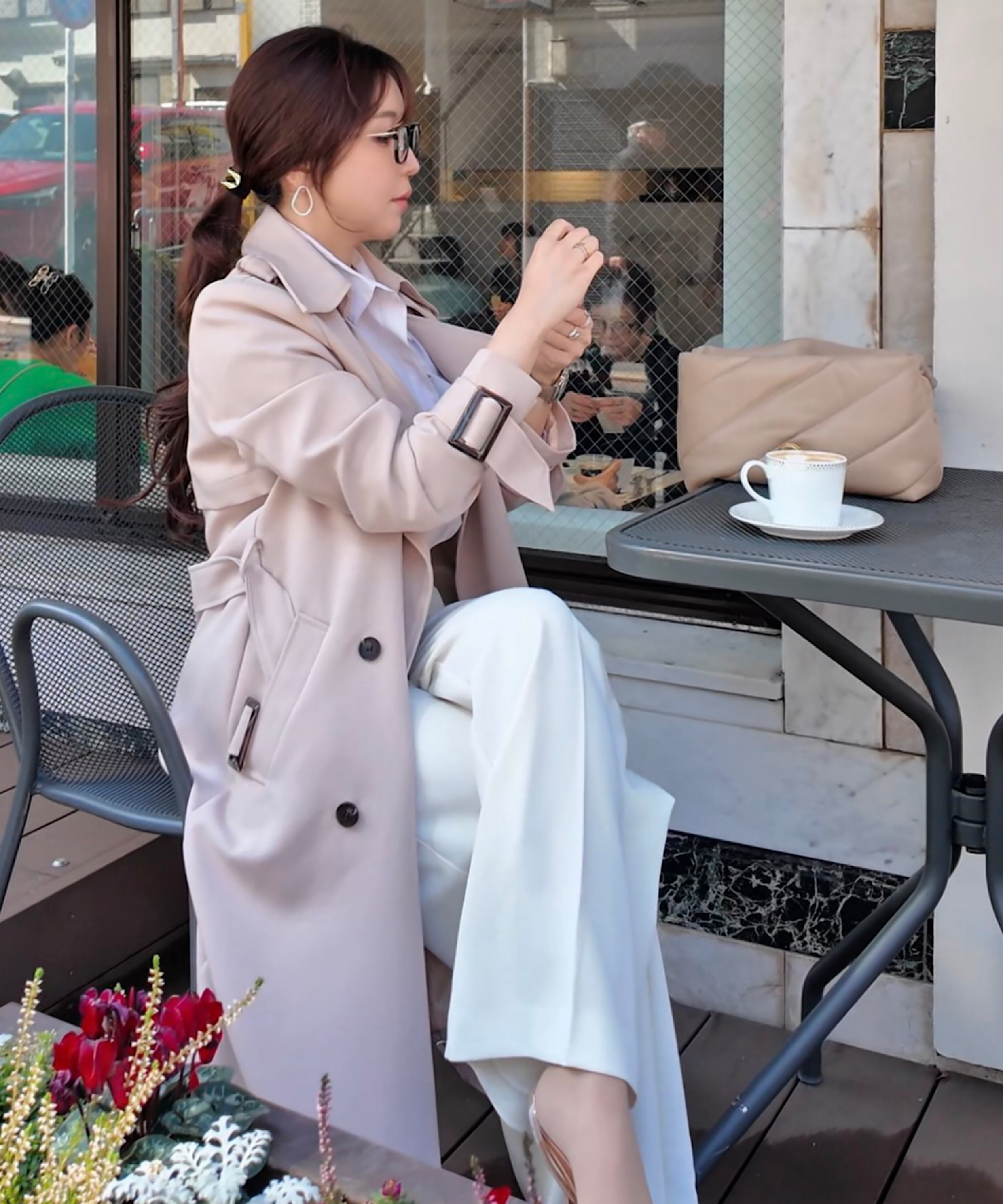 リボンタイ エポーレットトレンチコート