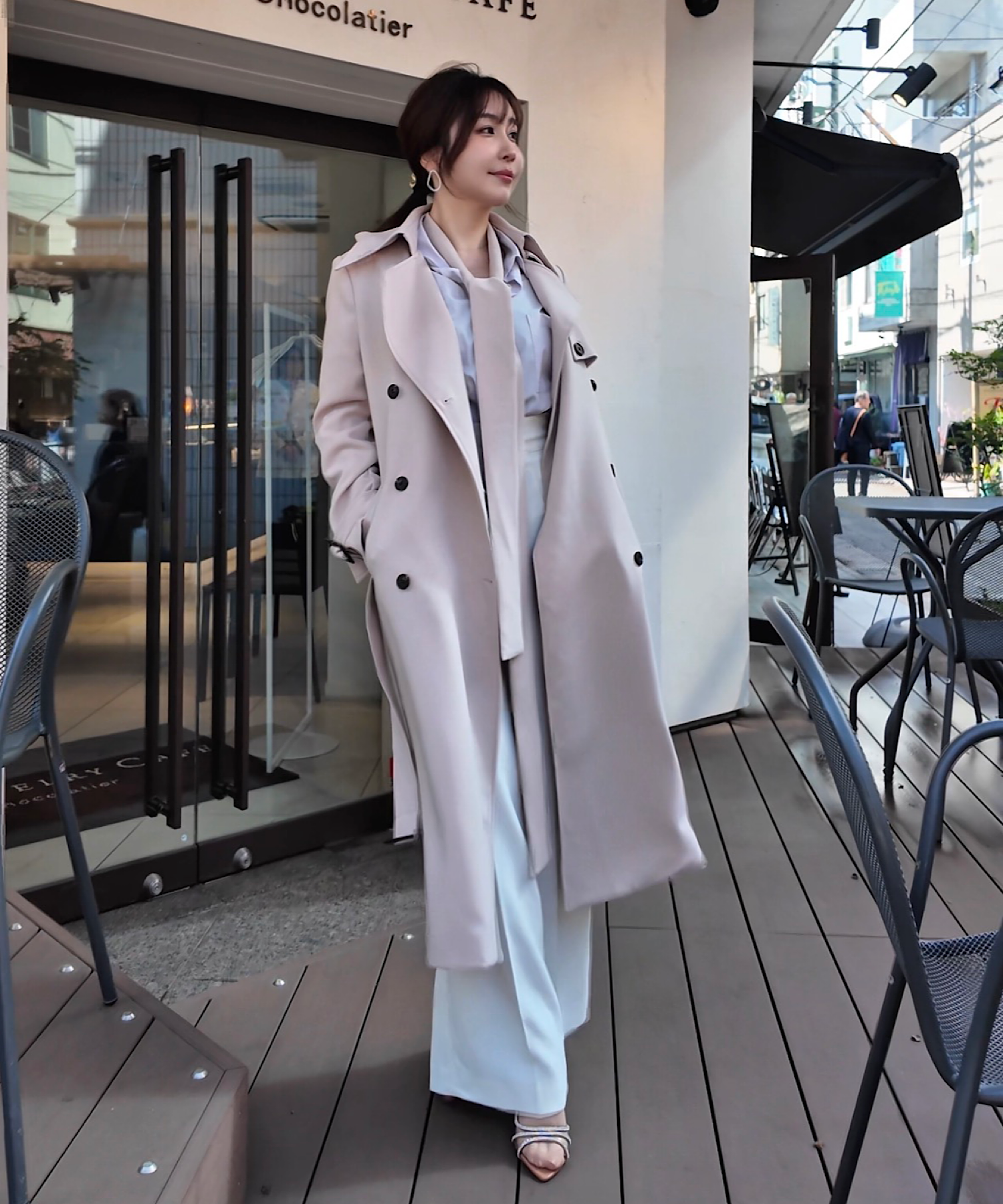 リボンタイ エポーレットトレンチコート