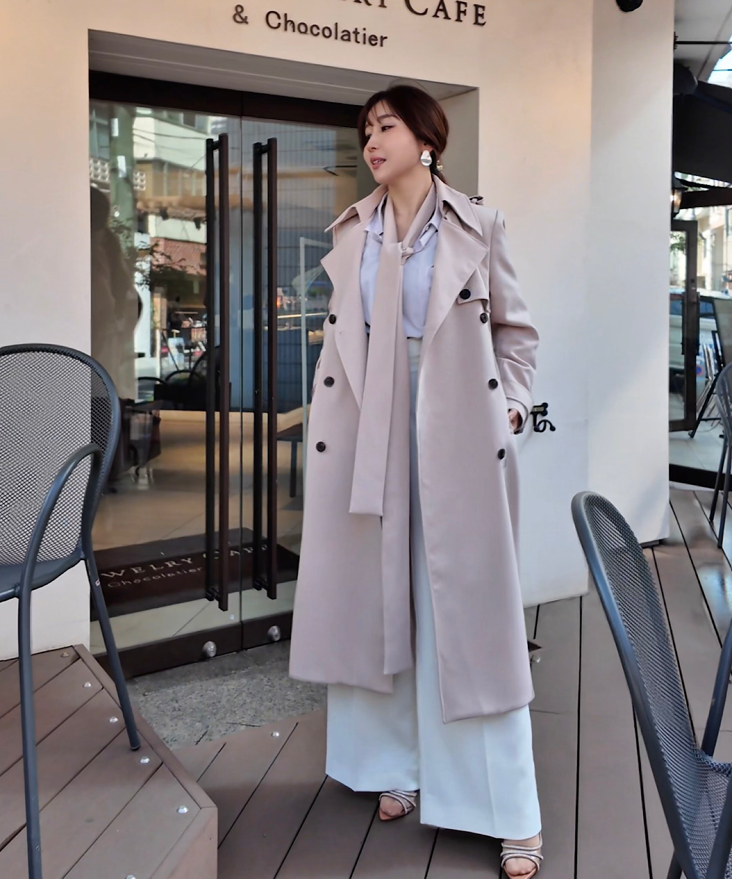 リボンタイ エポーレットトレンチコート