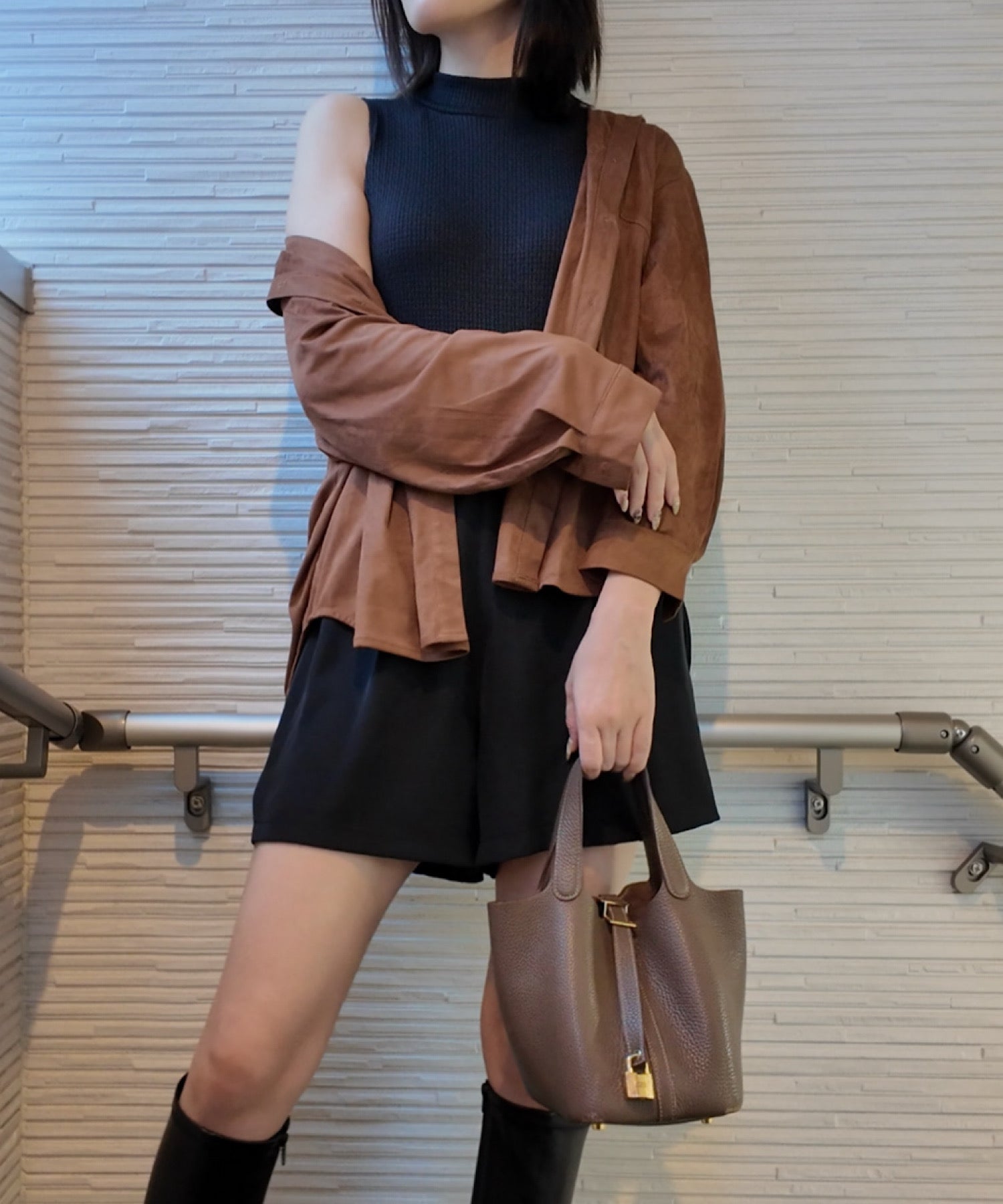 フェイクスエードオーバーシャツ