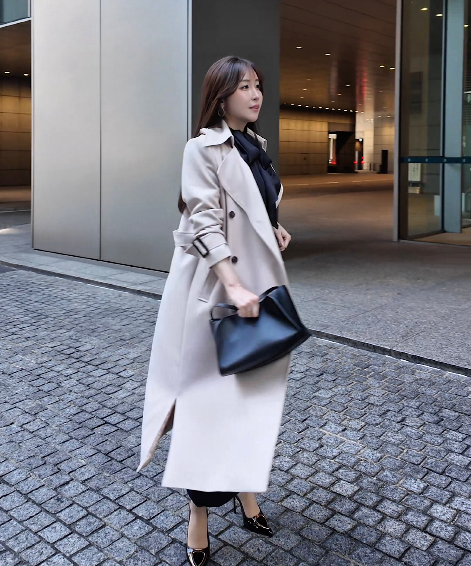 リボンタイ エポーレットトレンチコート