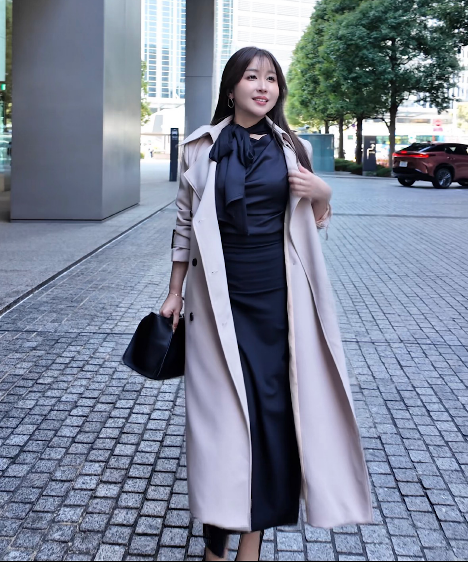 リボンタイ エポーレットトレンチコート