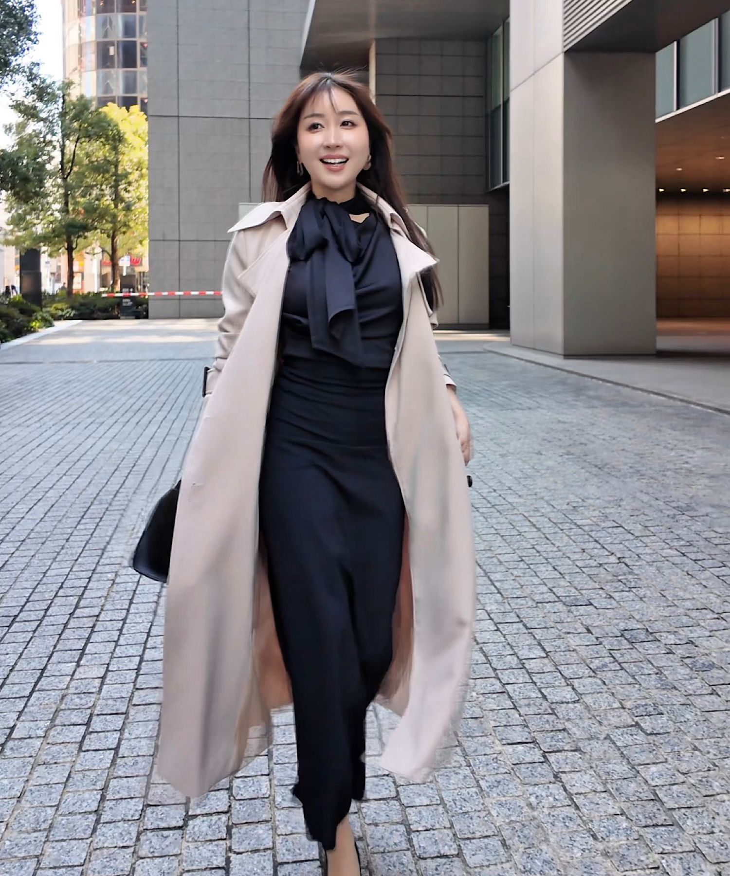 リボンタイ エポーレットトレンチコート