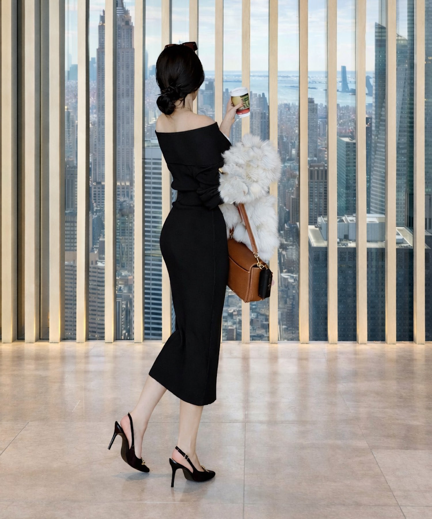 新色追加・即納できます♪】オフショルダーニットワンピース