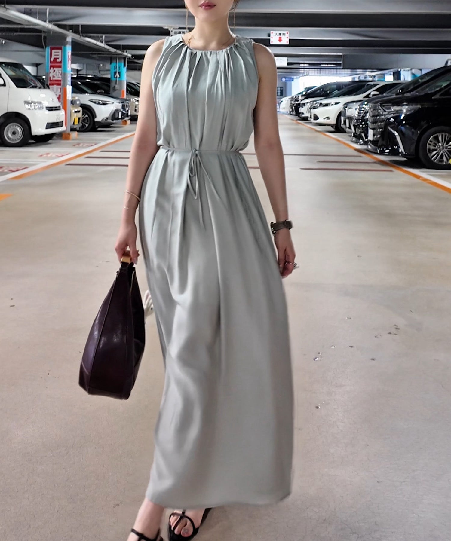 リボンアレンジ 2WAY ギャザーフレアワンピース