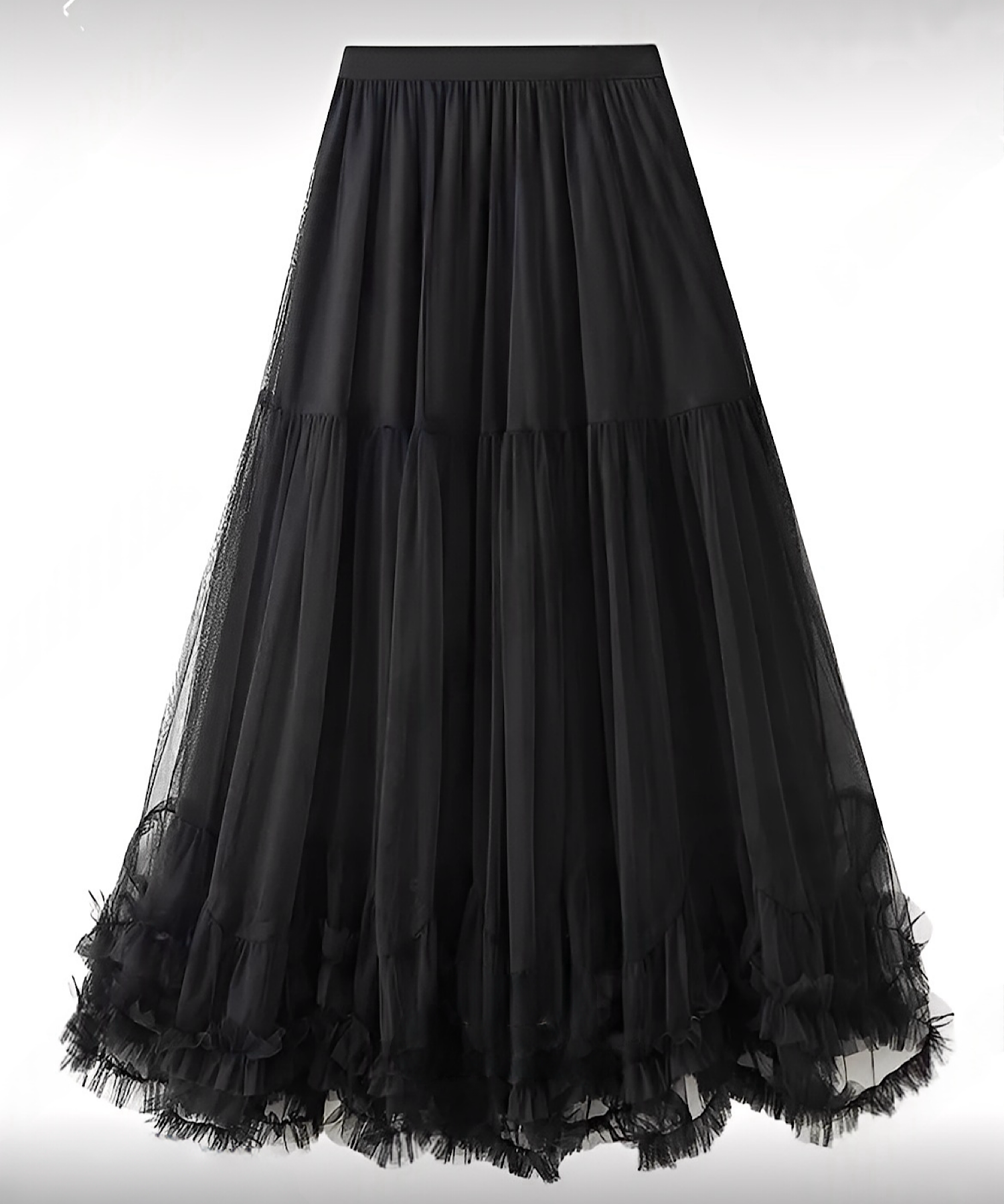 ラグジュアリー3ティアードマキシスカート