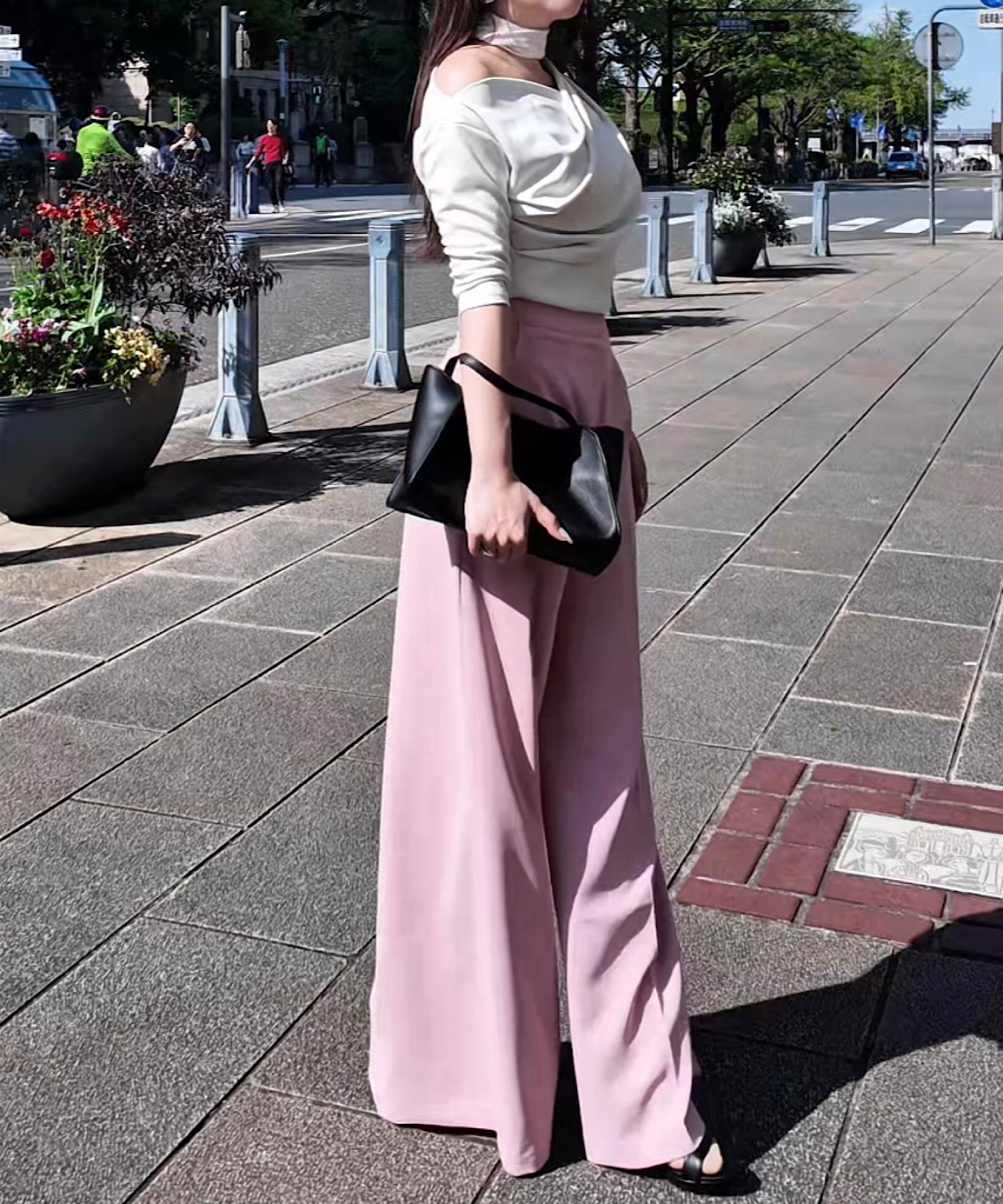 ハイウエストワイドパンツ ＜3サイズ展開＞　＊美シルエット設計