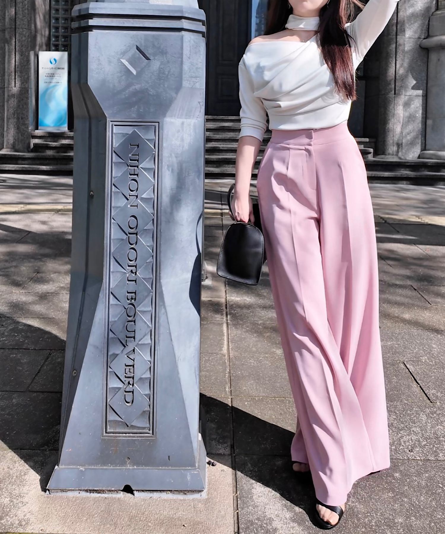 ハイウエストワイドパンツ ＜3サイズ展開＞　＊美シルエット設計