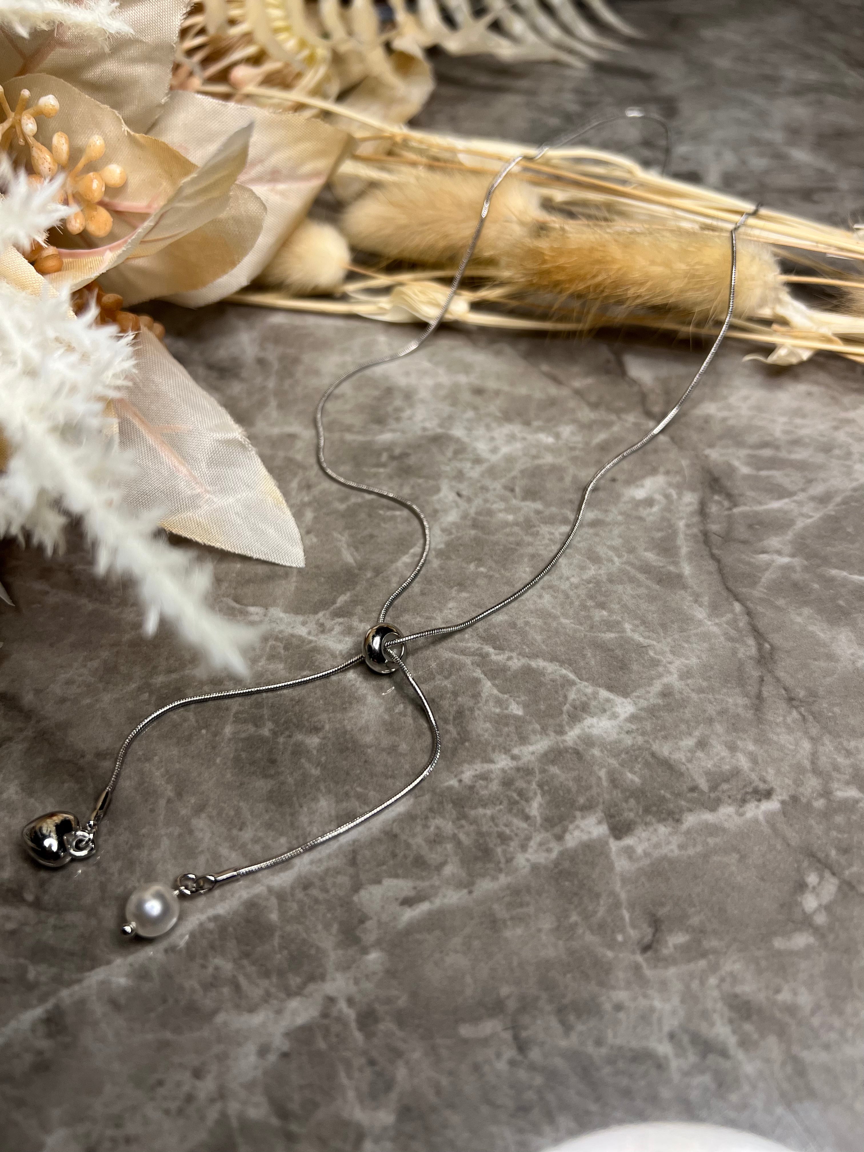 ハート＆パール・クロスネックレス