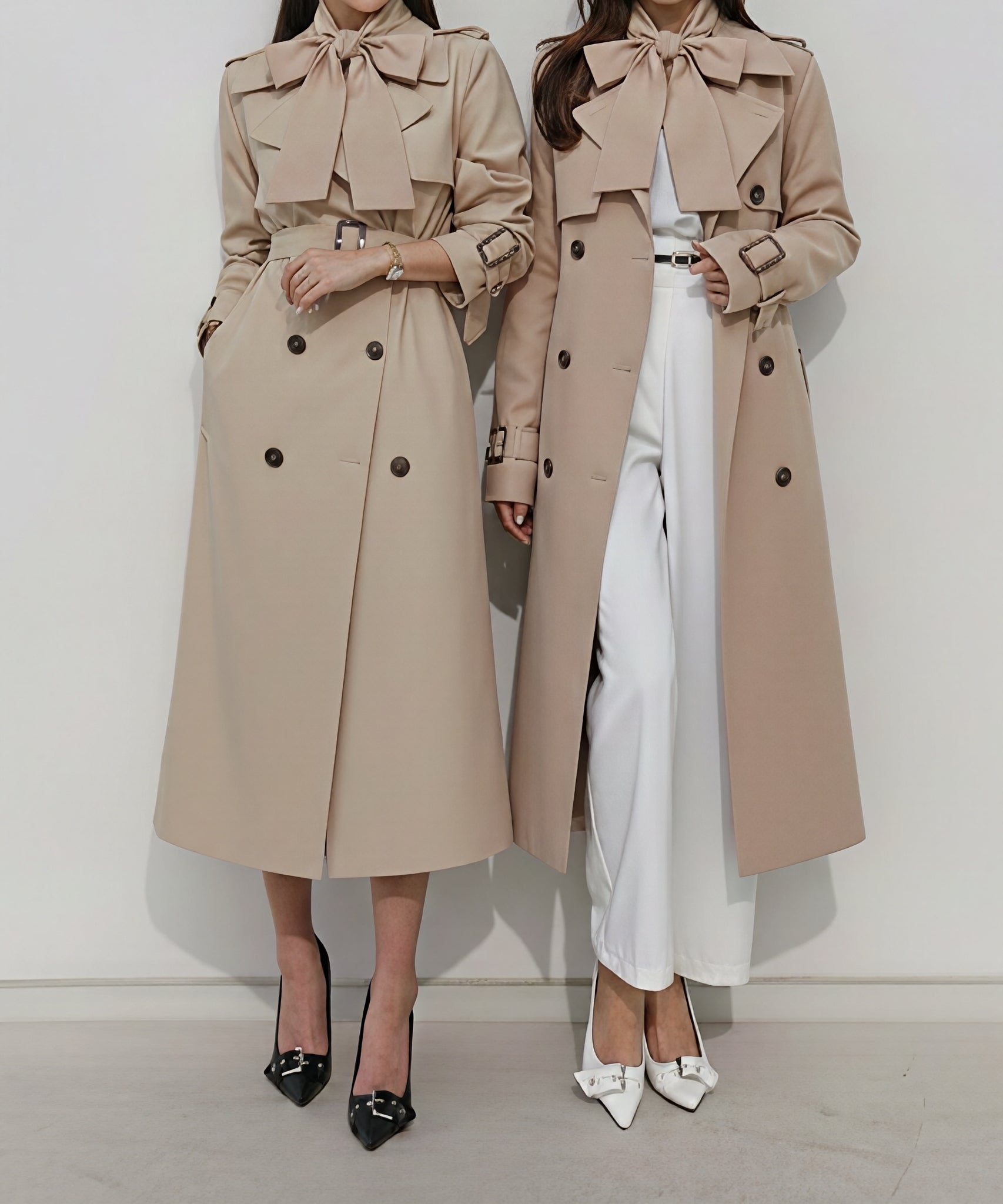 リボンタイ エポーレットトレンチコート