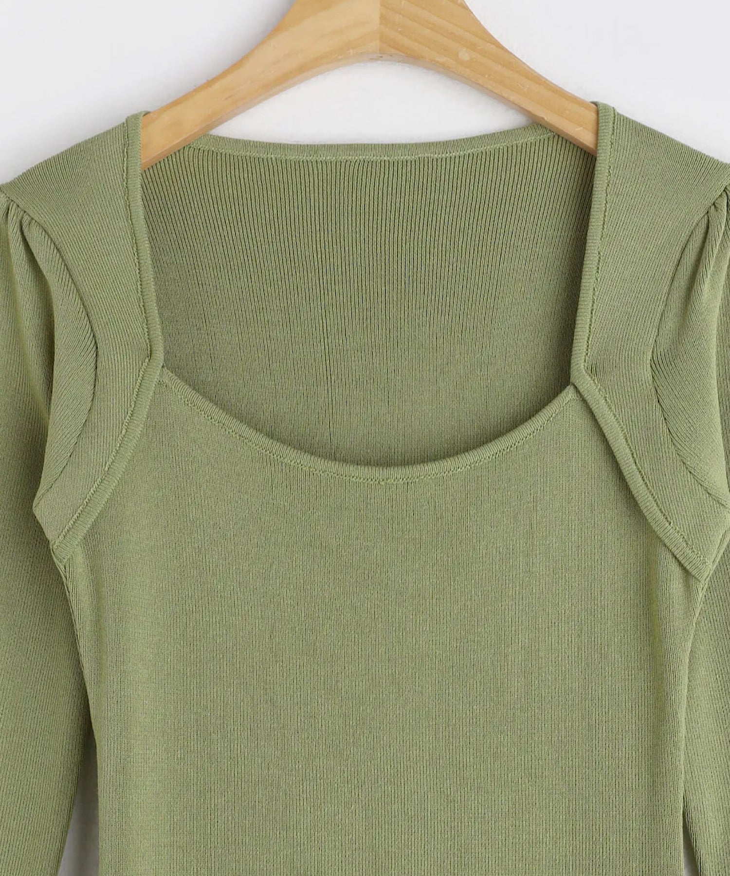 スクエアネック リブワンピース