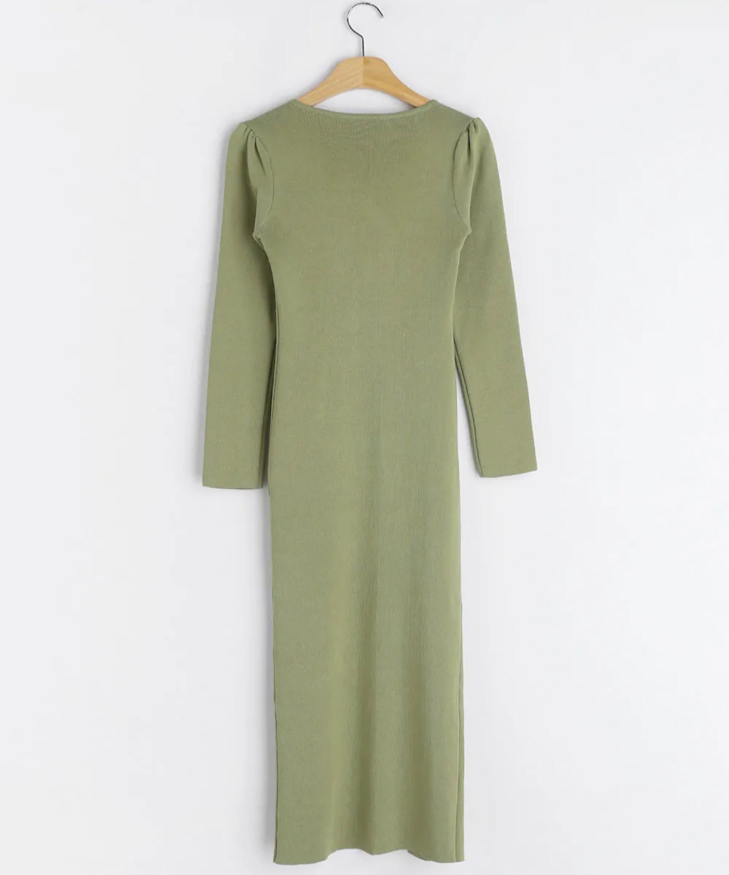 スクエアネック リブワンピース