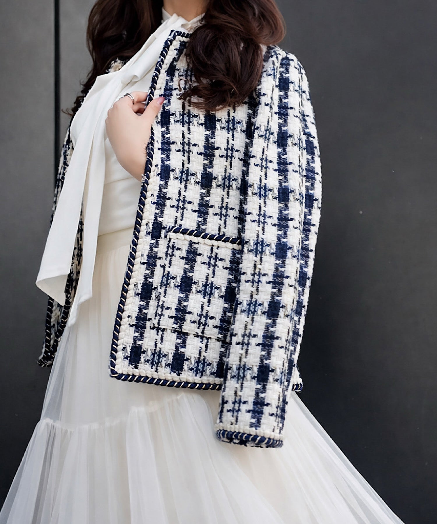 クラシックツイード ノーカラージャケット